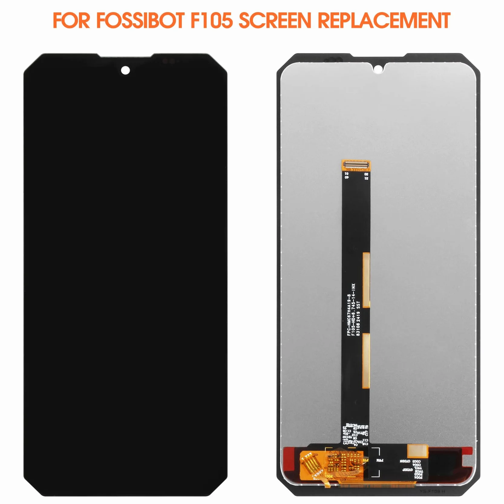 AGCUT Display LCD per Fossibot F105 Schermo LCD per Fossibot F105 6,75 Pollici Schermo Sostituzione Digitalizer Touchscreen Montaggio Completo con Riparazione Kit, Nero