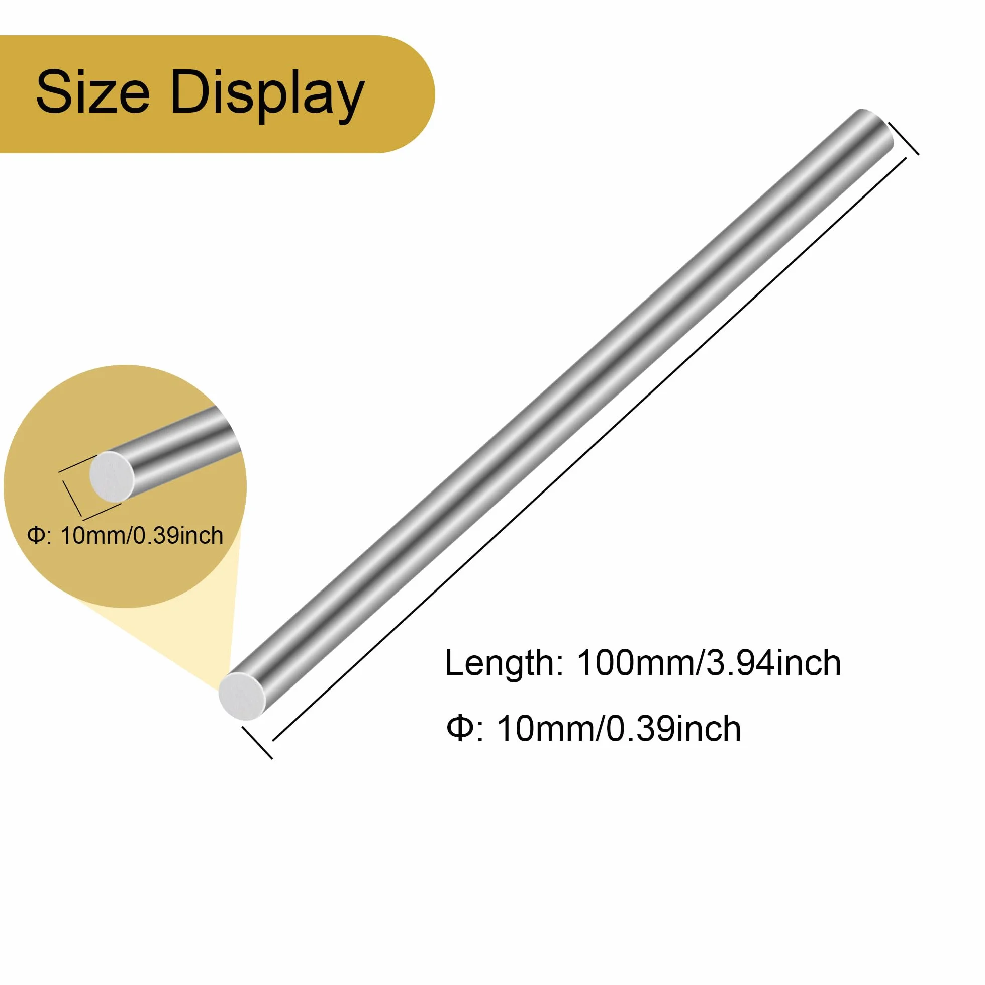 Barre tonde in acciaio inossidabile 304 10 mm x 100 mm per artigianato fai-da-te (4 pezzi)