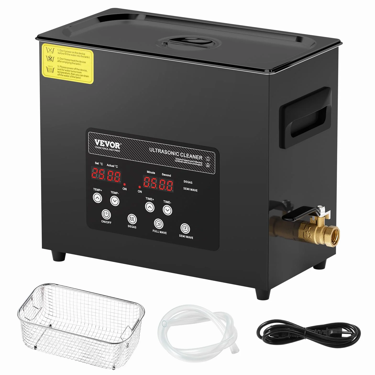 VEVOR Pulitore Ultrasuoni Industriale 6L 180W Digitale con Riscaldatore e Timer