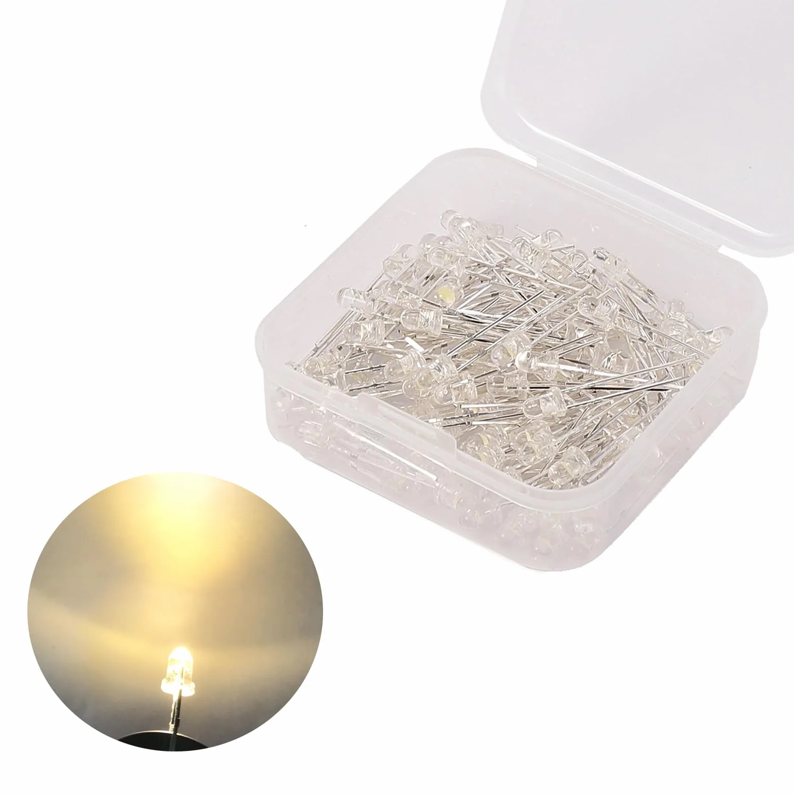 3mm Diodi Led, 120 Pezzi Bianco caldo Emissione Diodi Led Alta Luminosità, 3V Led Diodi (3mm 120Pezzi)