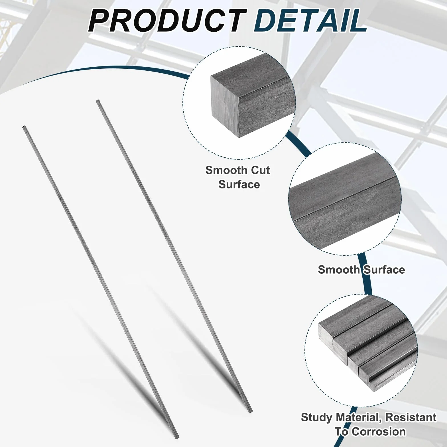 sourcing map Barra quadrata in acciaio A36 3mm x 3mm x 305mm chiave di precisione per chiavistelli