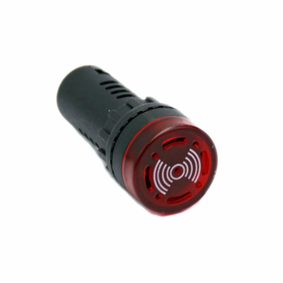 AD16-22SM - Segnalatore acustico ottico con segnale acustico con AC/DC 12V 24V 220V LED rosso lampeggiante foro di montaggio da 22 mm per uso industriale (AC/DC 24V)