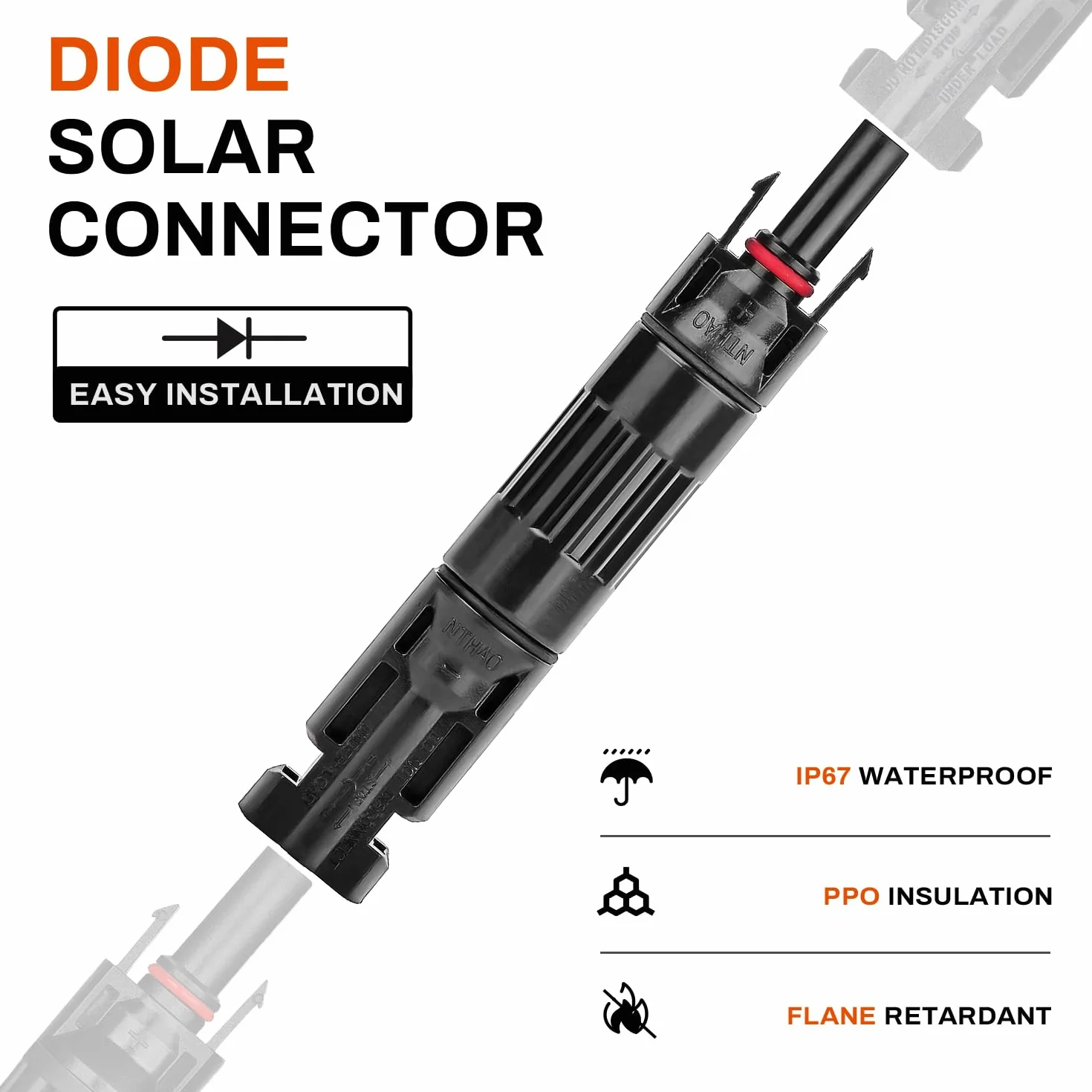 2 Pezzi 30A Diodi per Connettore Pannelli Solare 15A/20A/30A 1000 V Diodi di Blocco Fotovoltaico Diodo Antiriflusso evitare effetto hot spot IP67 per Centrale fotovoltaica PV DIY Cavo