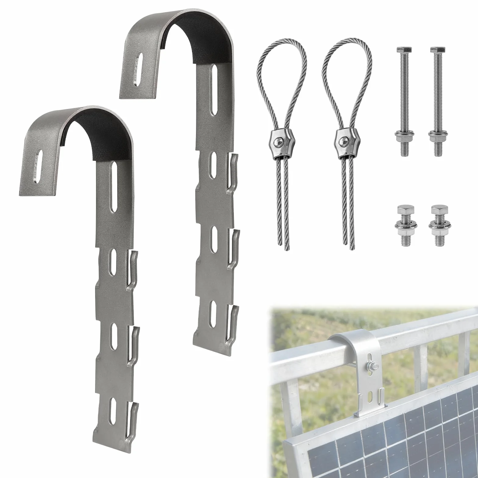EXLECO Staffe per Pannelli Solari, Ganci per Balcone Fotovoltaico, Kit Montaggio Acciaio Inox