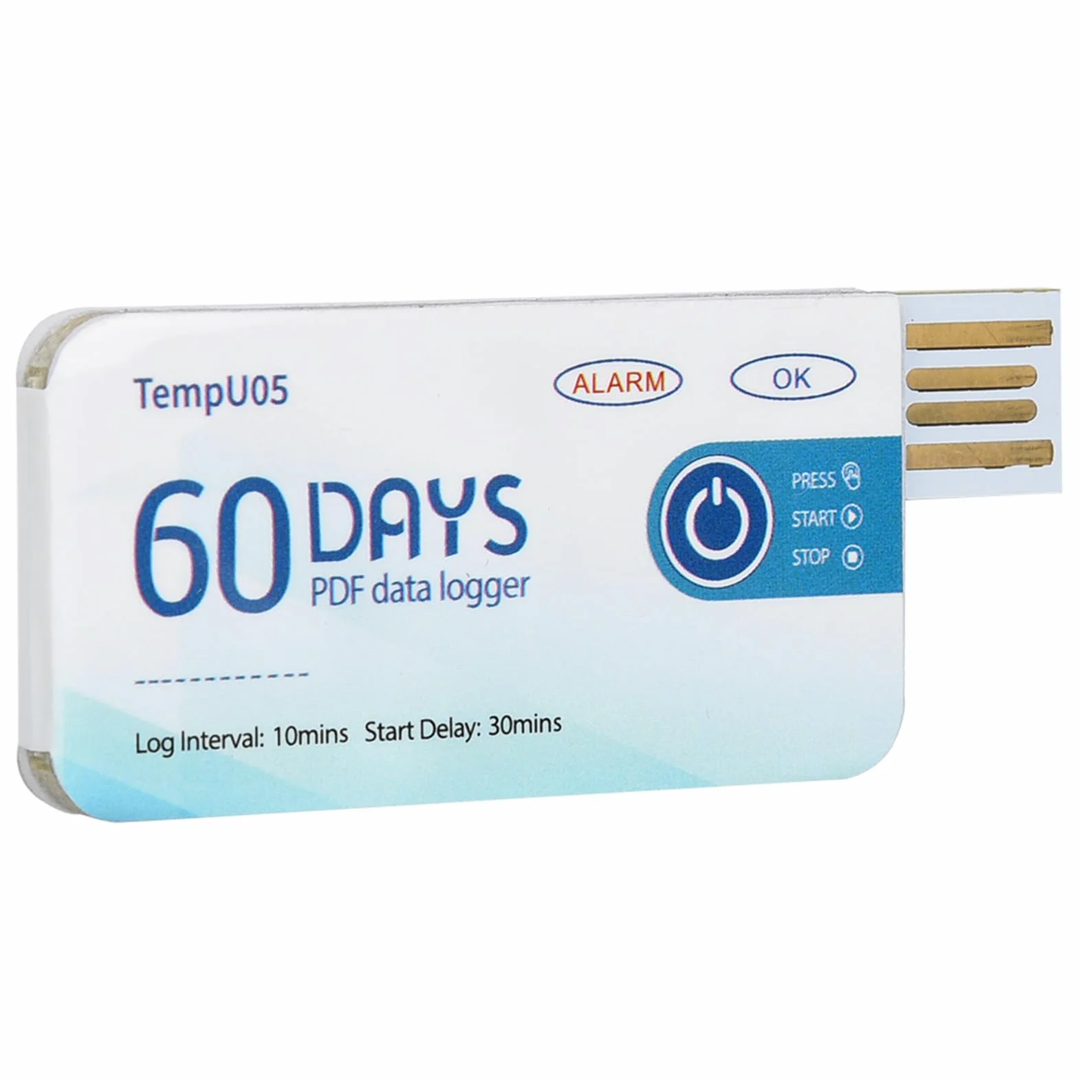 TempU05 Registratore Dati Temperatura Monouso con USB Genera Rapporto PDF per Monitoraggio Farmaci Alimenti Prodotti Chimici Strumento Registrazione Portatile per Trasporto e Conservazione Sicura