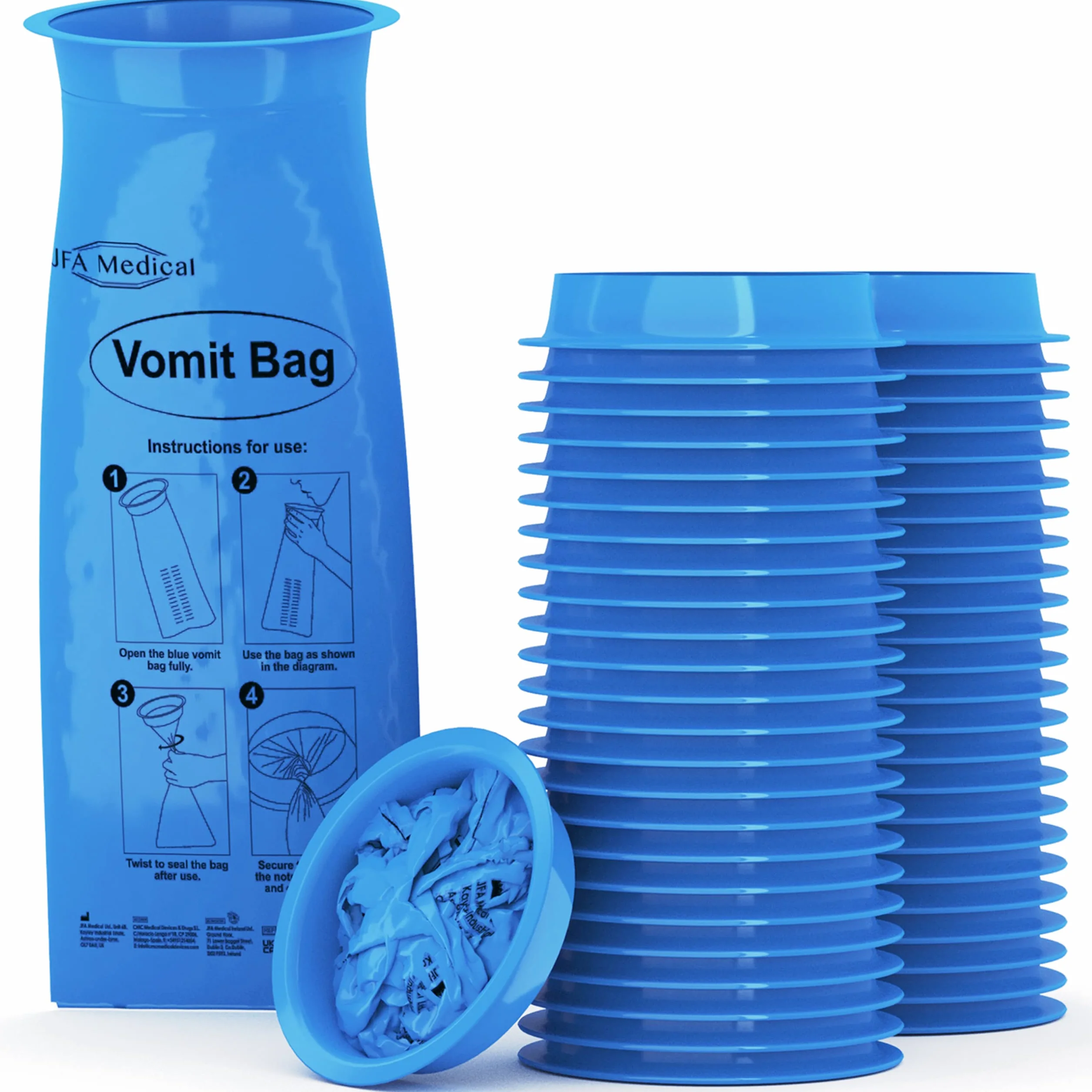 JFA Medical Sacchetti per Vomito 1000 ml 50 Pezzi Boccaglio Emergenza Viaggio