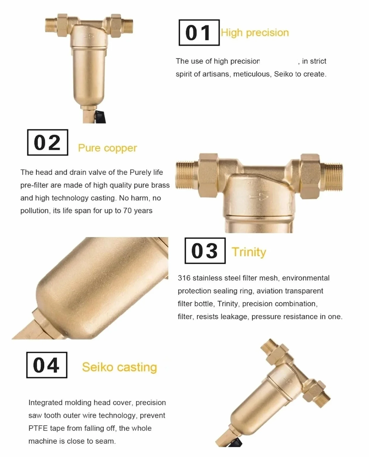 Prefiltro acqua calda in ottone completo con manometro rete acciaio inossidabile 25M