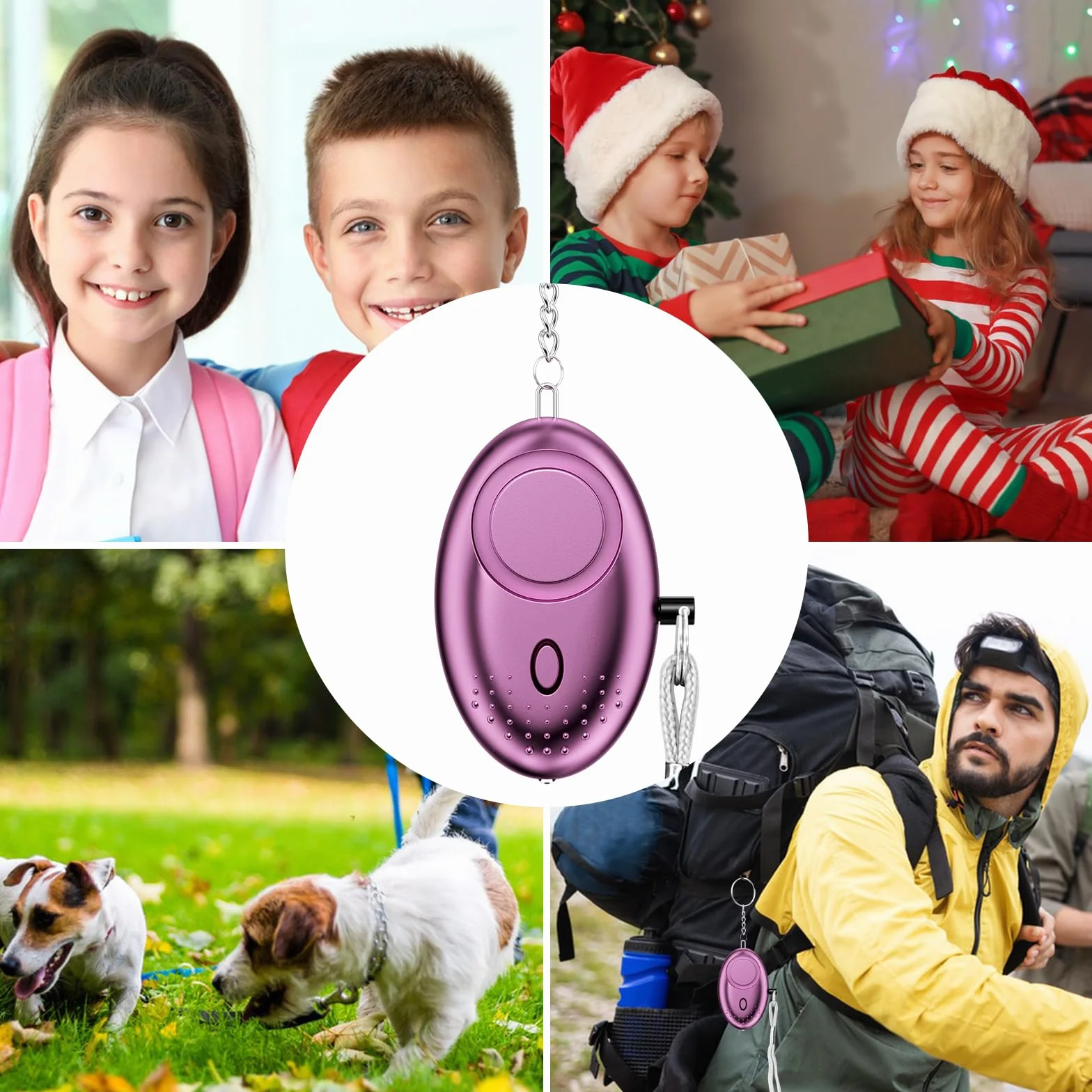 Gvolatee 3 Packs portachiavi autodifesa, 130DB portachiavi difesa personale, allarme antiaggressione con Luce LED, personal safety alarm, dispositivi di protezione personale per Donne, Bambini