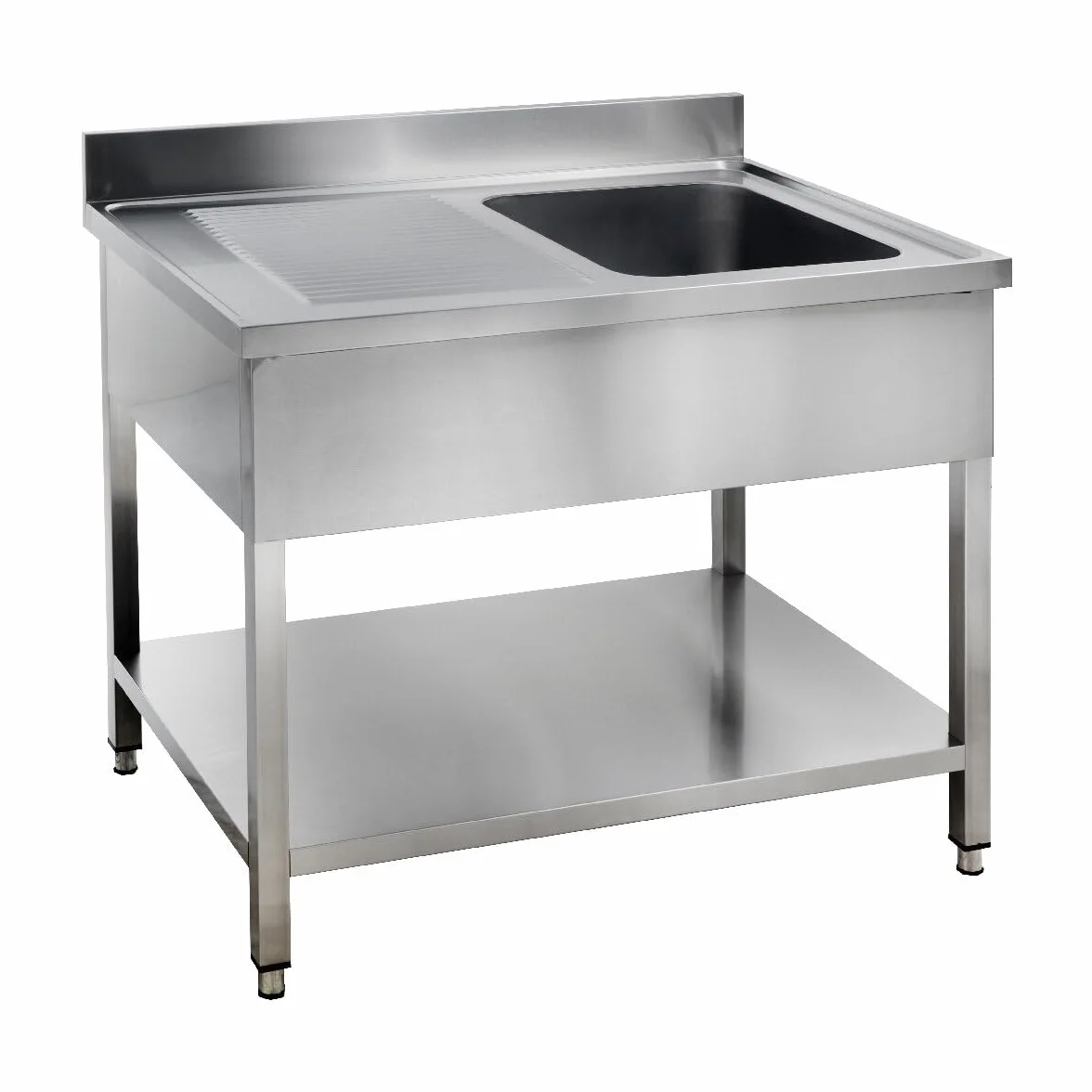 GastroHero Lavello da cucina in acciaio inox, 120 x 70 cm, con lavello destro, in acciaio inox con base