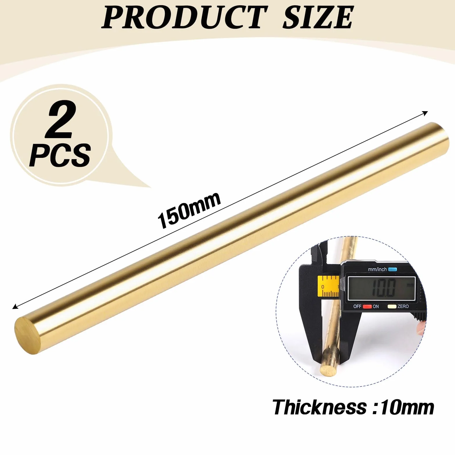 Aste in Ottone Massiccio Ø10MM x 150MM, Barre Rotonde in Ottone Solido, Bacchette di Saldatura per Modellismo