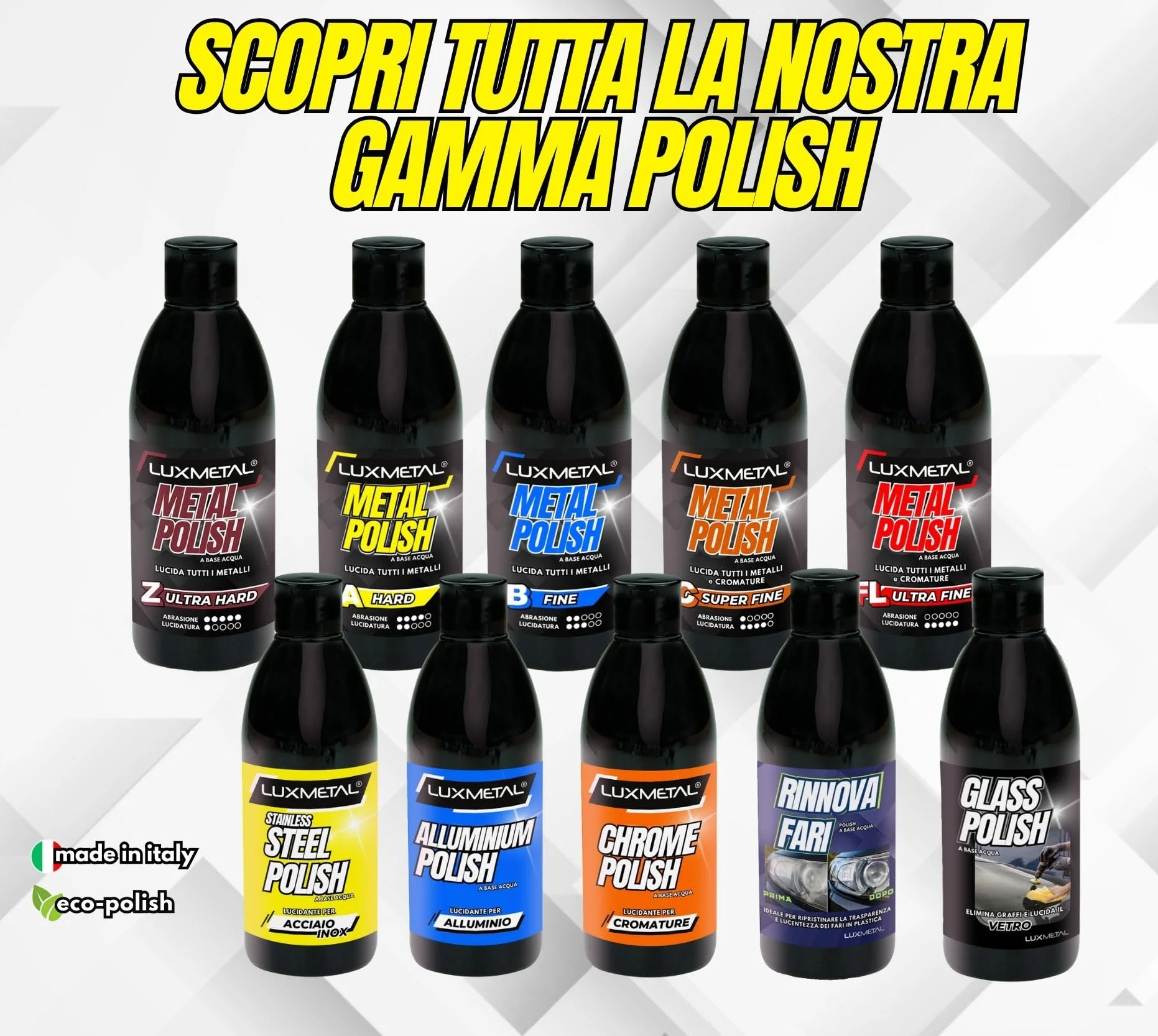 Lux Metal Lucidante Ultra Fine Pasta abrasiva per metalli 250 Gr acciaio inox alluminio ottone bronzo rame
