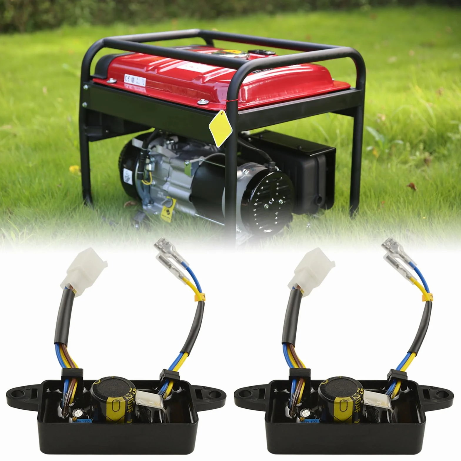 Generatore regolatore di tensione, 2 pezzi regolatore automatico AVR stabilizzatore quadrato universale, per gruppo elettrogeno a benzina monofase da 2 a 3 KW