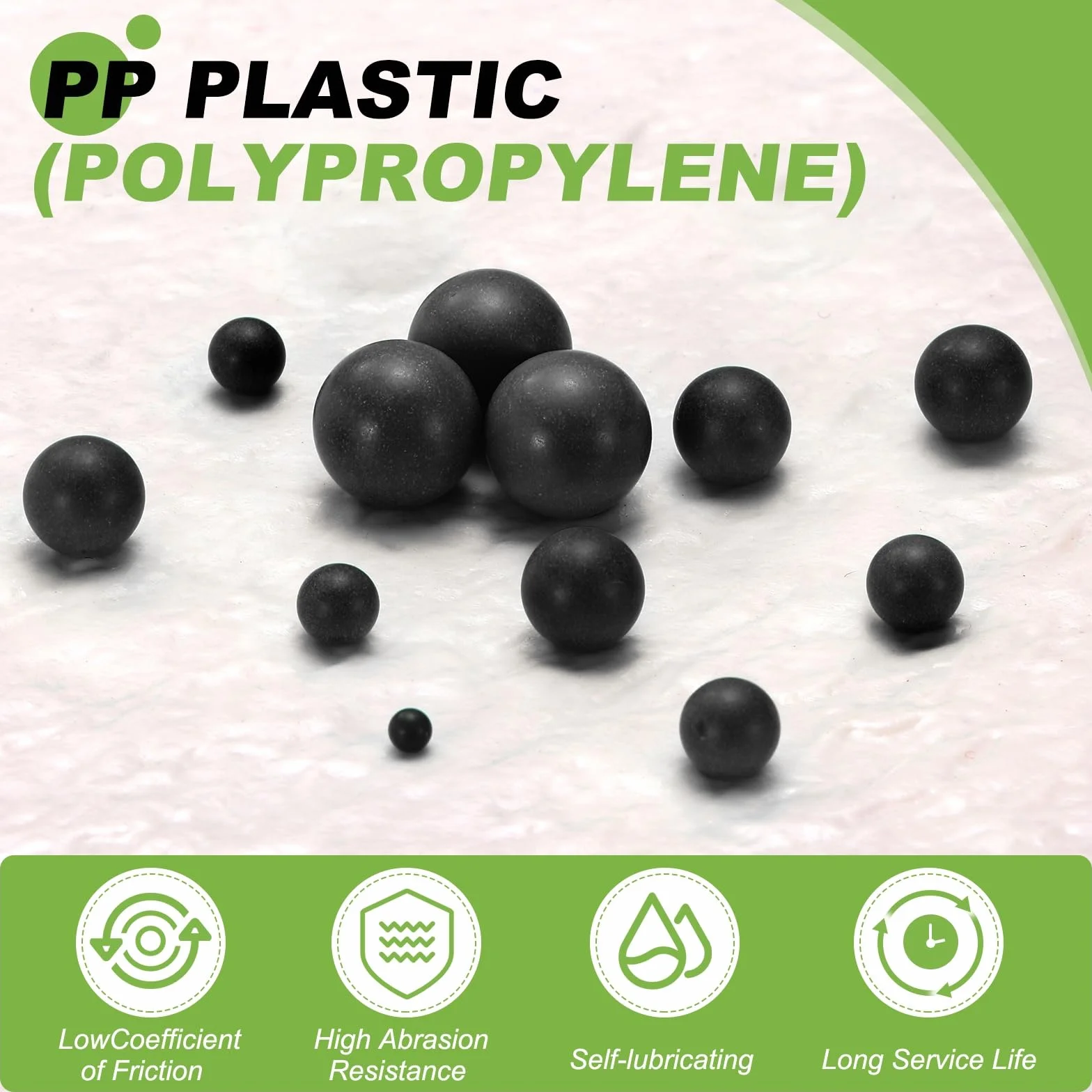 sourcing map 4 sfere per cuscinetti in plastica PP 30 mm G2 precisione nero