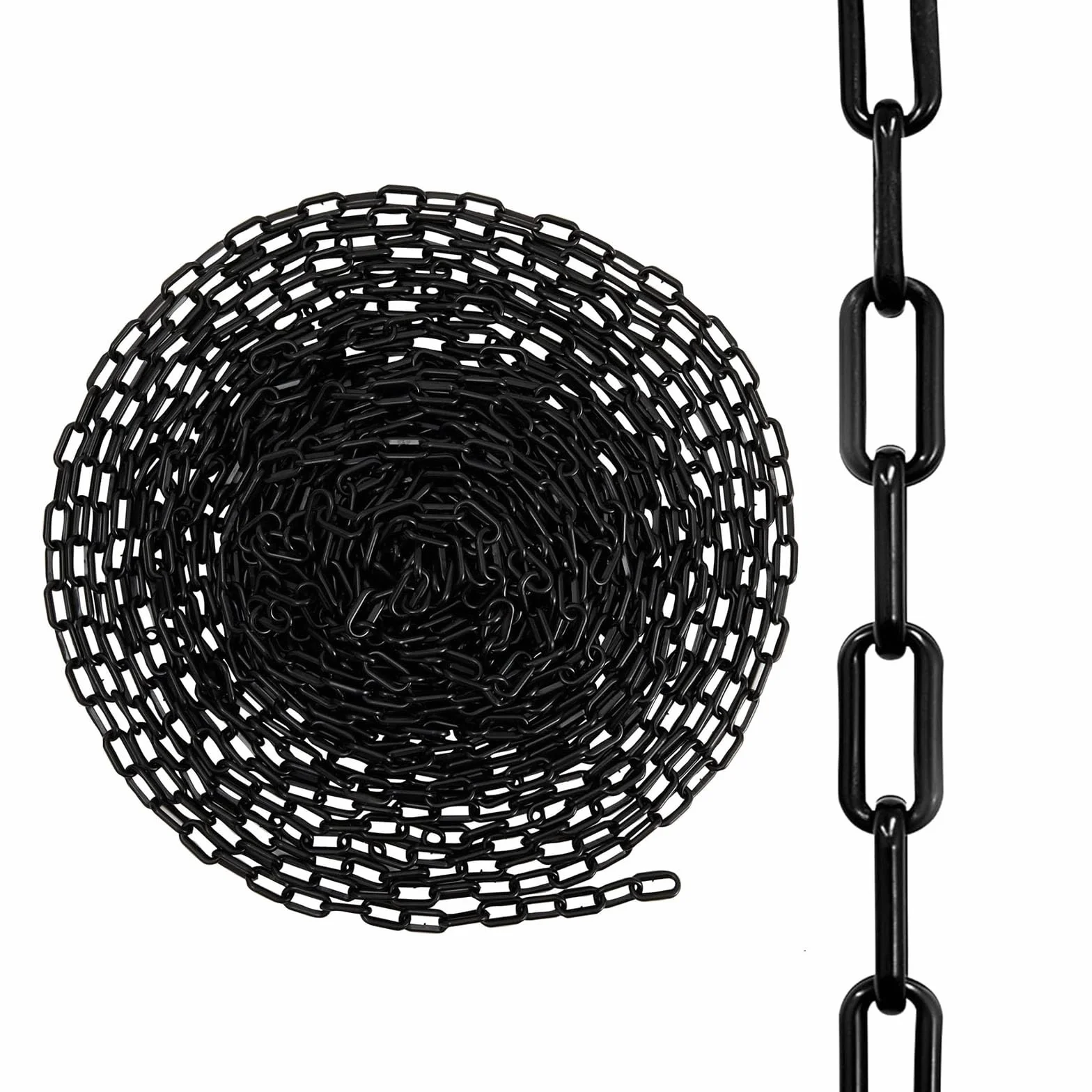 Catena di Sicurezza in Plastica - Filo Metallico da 5M x 6mm per Recinzione e Controllo del Traffico, Nero