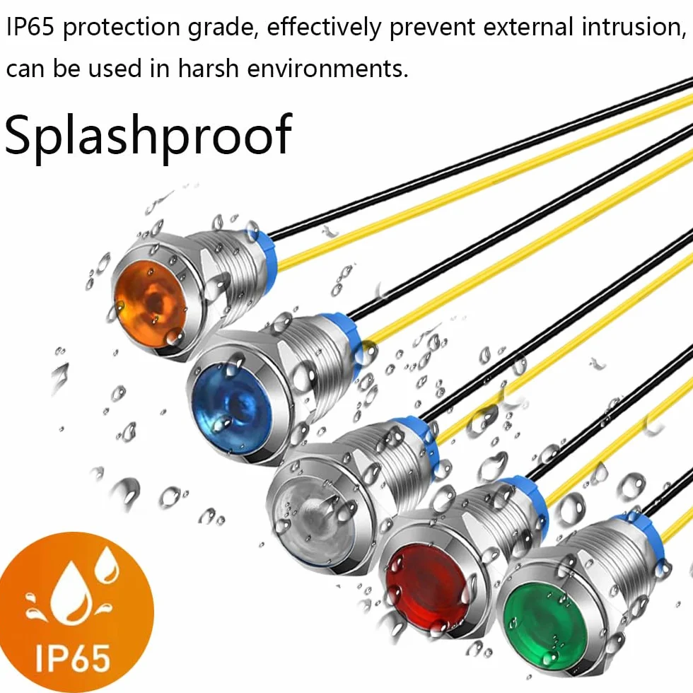 Gebildet 5pcs 10mm 230VAC LED Indicatore Luminoso in Metallo Lampada di Segnalazione Impermeabile (Rosso)