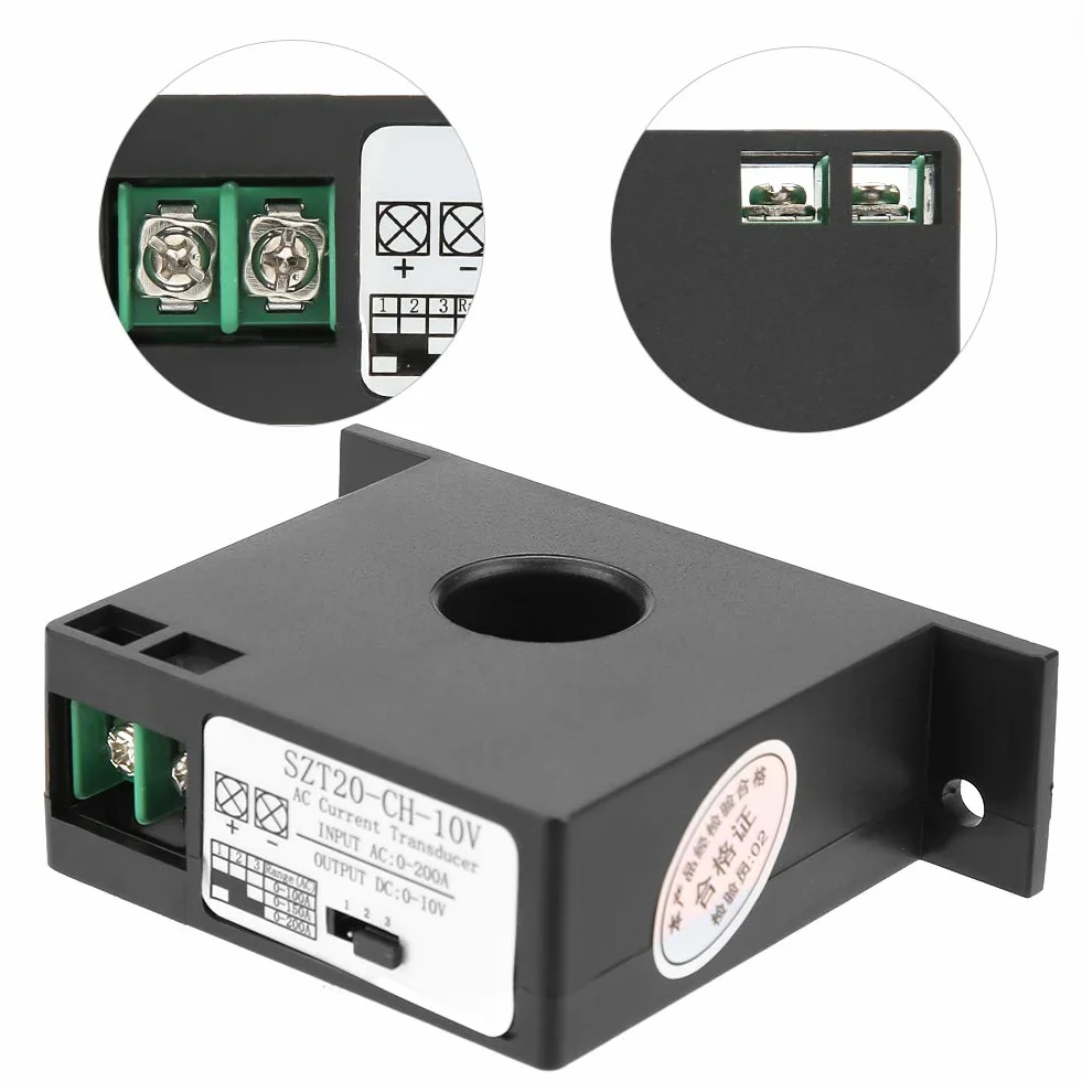 Trasduttore di corrente AC Trasmettitore di corrente AC Trasduttore di protezione da sovraccarico AC 0-200A Uscita DC 0-10V SZT20-C H-10V