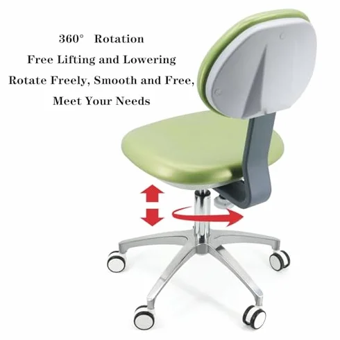 Sedia girevole 360° per assistente dentistico in pelle PU