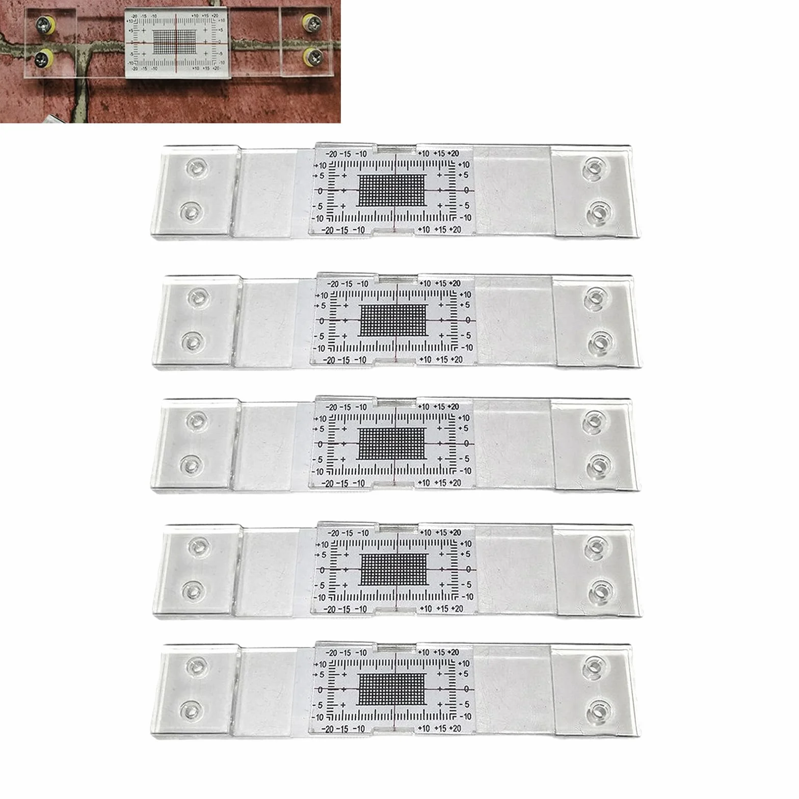 Monitor Di Fessura, 5 Pezzis Fessurimetri Per Crepe, Fessurimetro Da Parete Manuale, Kit Di Registrazione Del Monitoraggio Delle Fessure, Strumento Misurazione Della Fessura Della Porta
