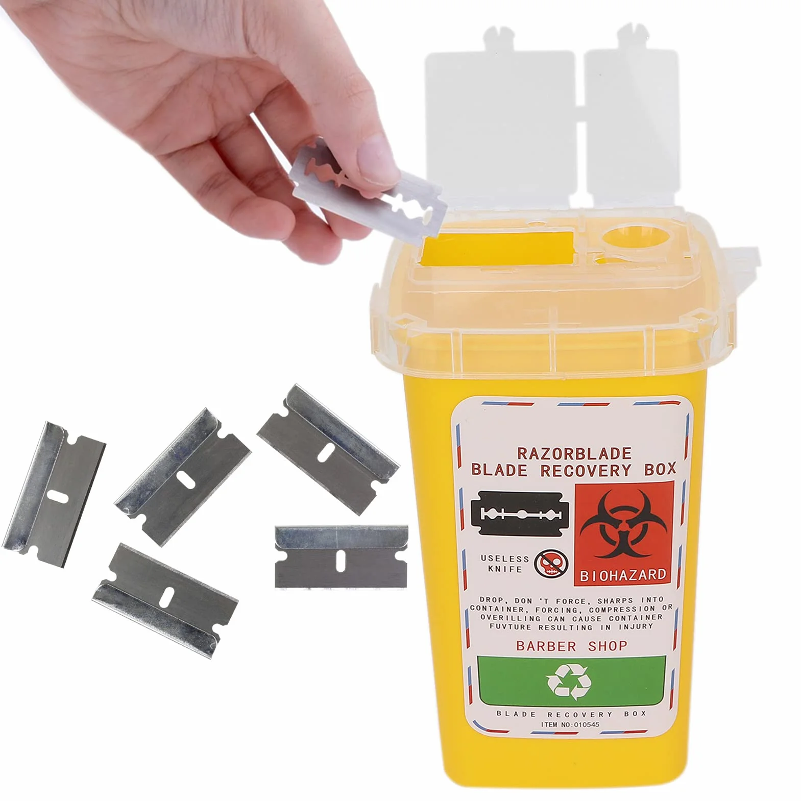 Contenitore smaltimento lame barba plastica dura giallo