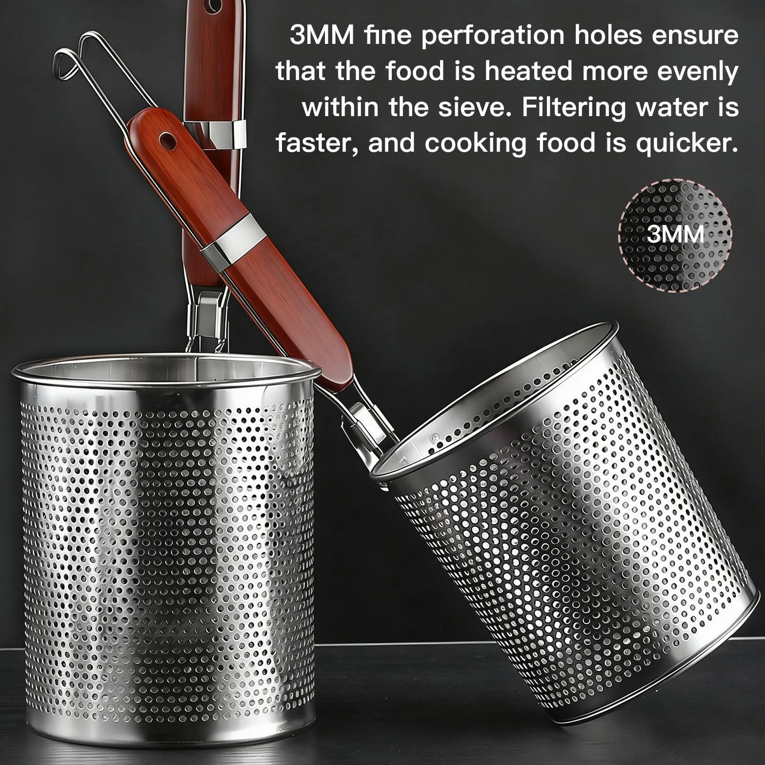 Cestelli Divisori per Pasta in Acciaio Inossidabile 14cm+12cm, Separatore Cuocipasta con Manico