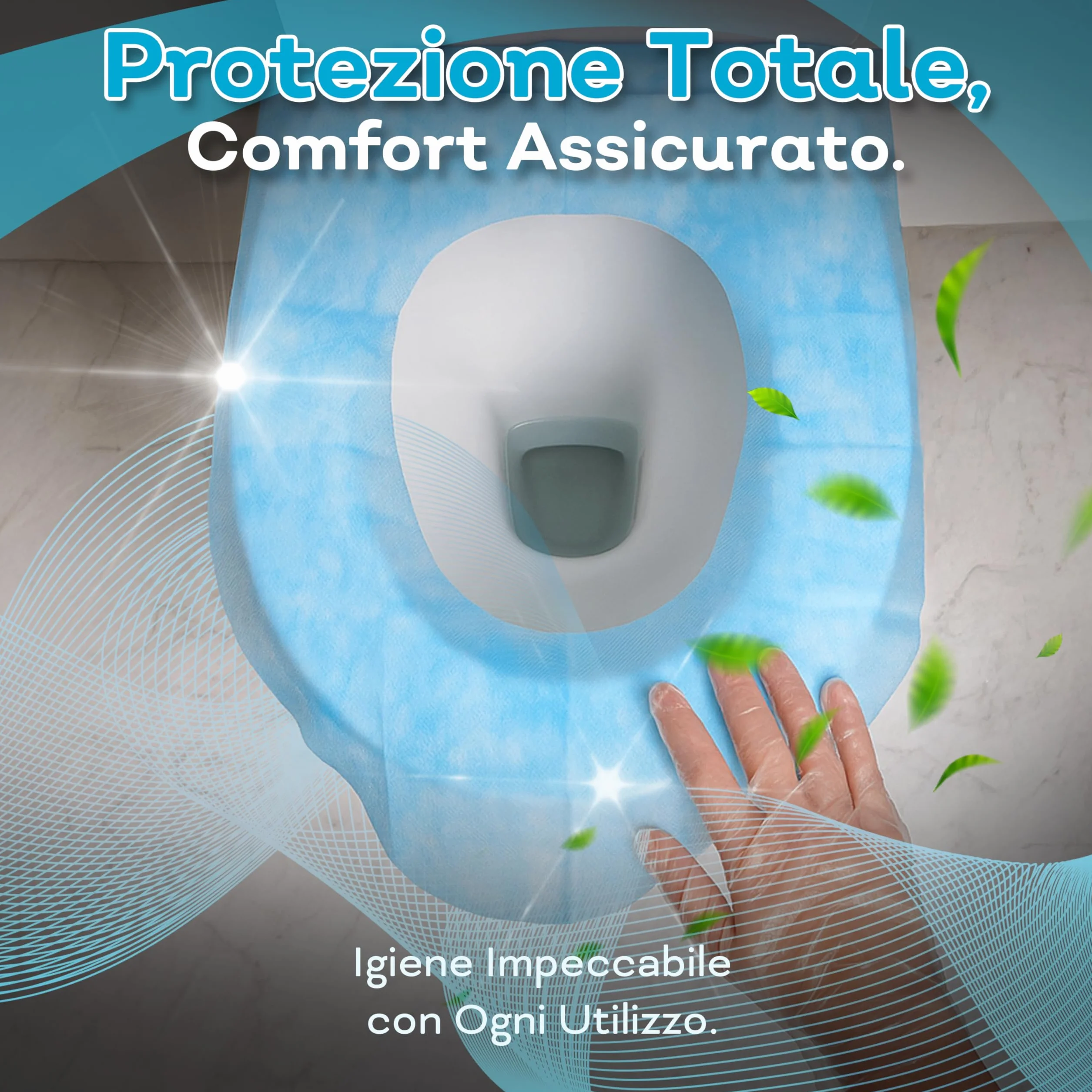 Copriwater usa e getta con copertura totale e adesivi antiscivolo - guanti igienici