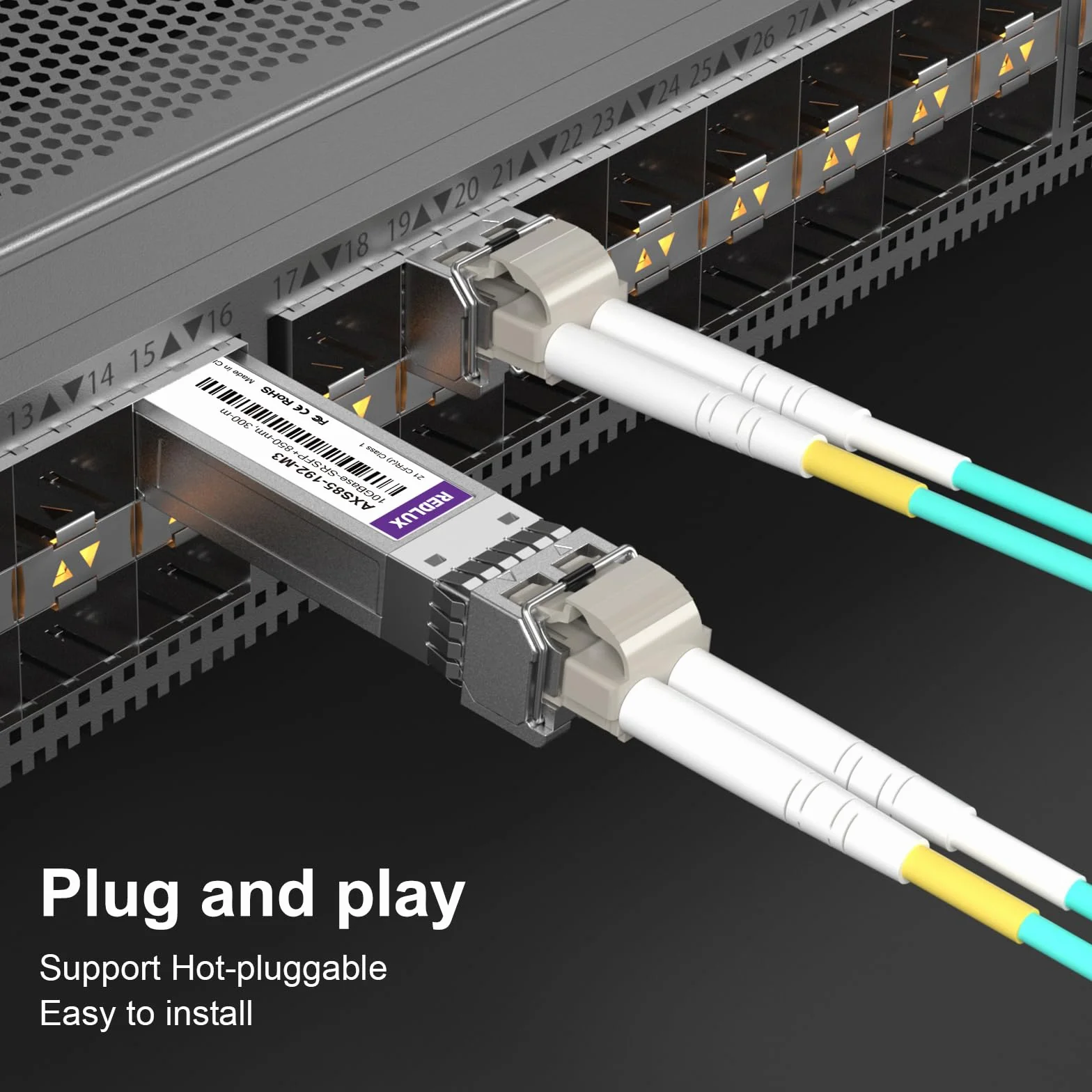 REDLUX Modulo Gbic SFP SX 850nm MMF doppio connettore LC 550m Compatibile Cisco Meraki Ubiquiti UniFi Mikrotik Fortinet TP-Link Netgear