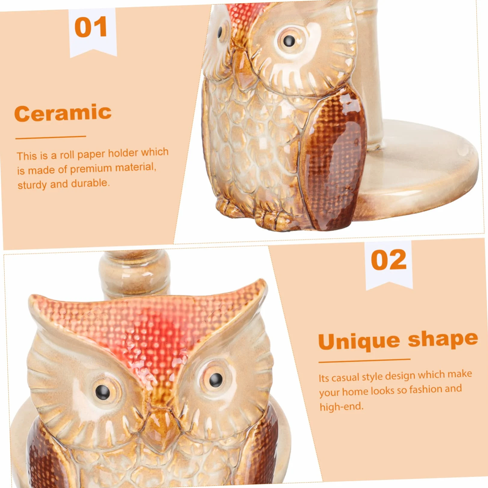 Housoutil Portarotolo Di Carta a Forma Di Civetta in Ceramica Per Scrivania e Cucina