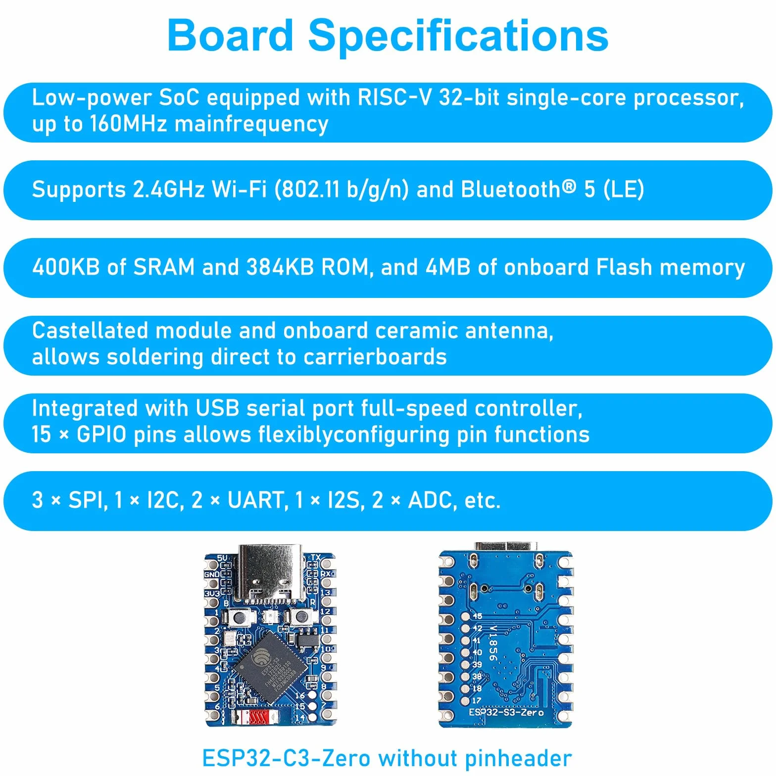 2 schede di sviluppo ESP32-S3 Mini ESP32-S3FH4R2 Dual Core Processor, 2.4GHz WiFi & BT 5, moduli castellati, adatto per applicazioni SMD, C/C++, MicroPython