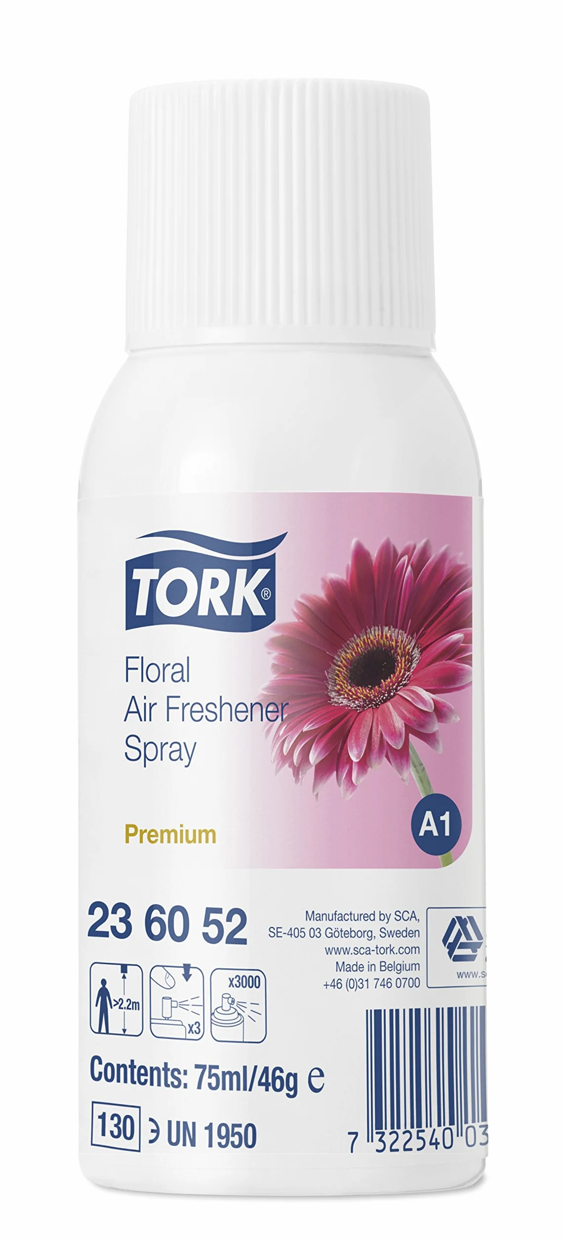Tork 236052 Deodorante Spray Premium Floreale / Ricarica da 75 ml per dispenser, compatibile con sistema A1, numero di dosi: 3000