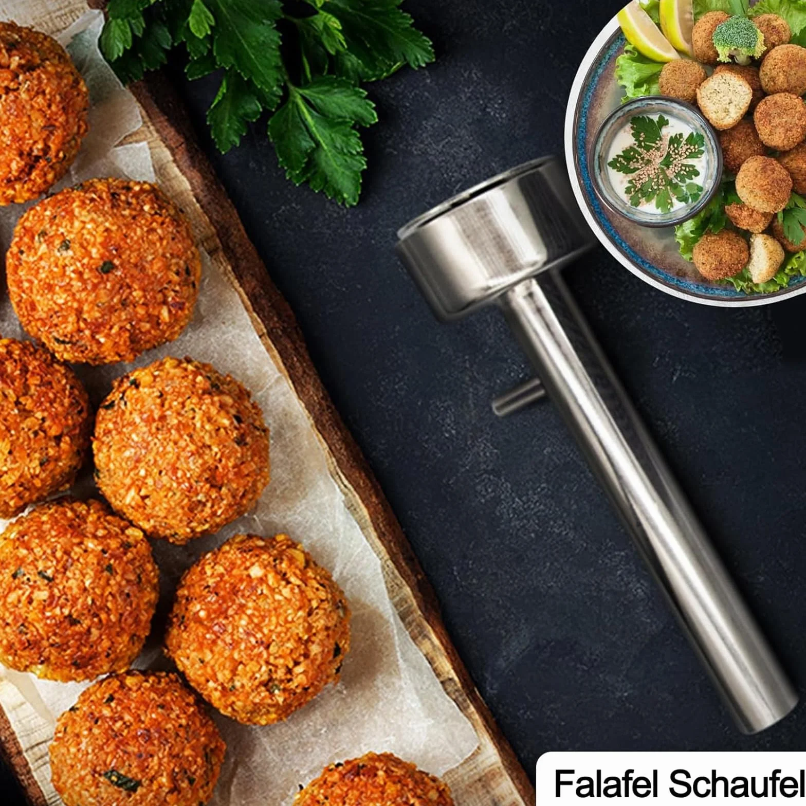 Falafel - Pala per polpette, in acciaio inox, antiaderente, per cucina, casa, ristorante