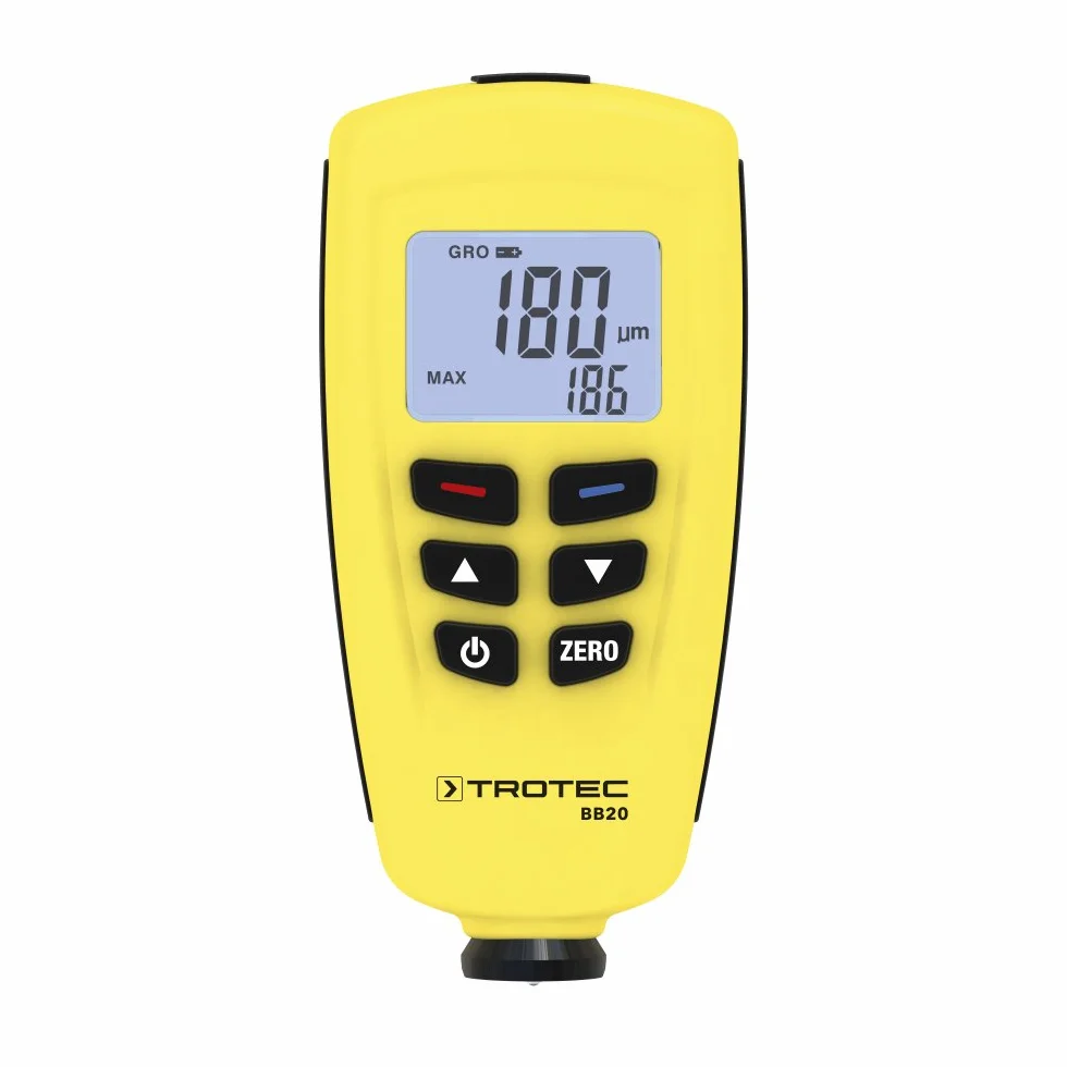 TROTEC BB20 Misuratore di Spessore del Rivestimento 0-1250 µm Memoria 400 Misurazioni USB