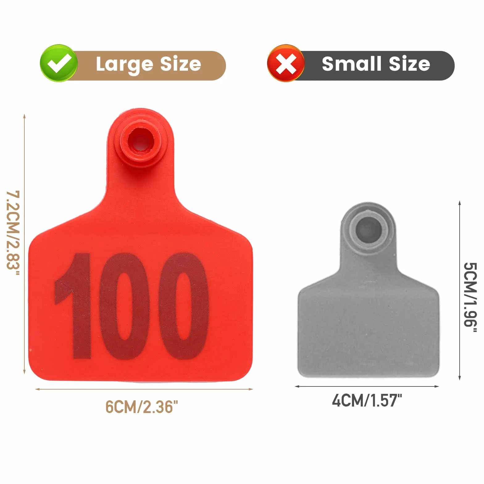 Etichette per orecchie per bestiame grandi dimensioni plastica 001-100 identificative mucca pecora capra