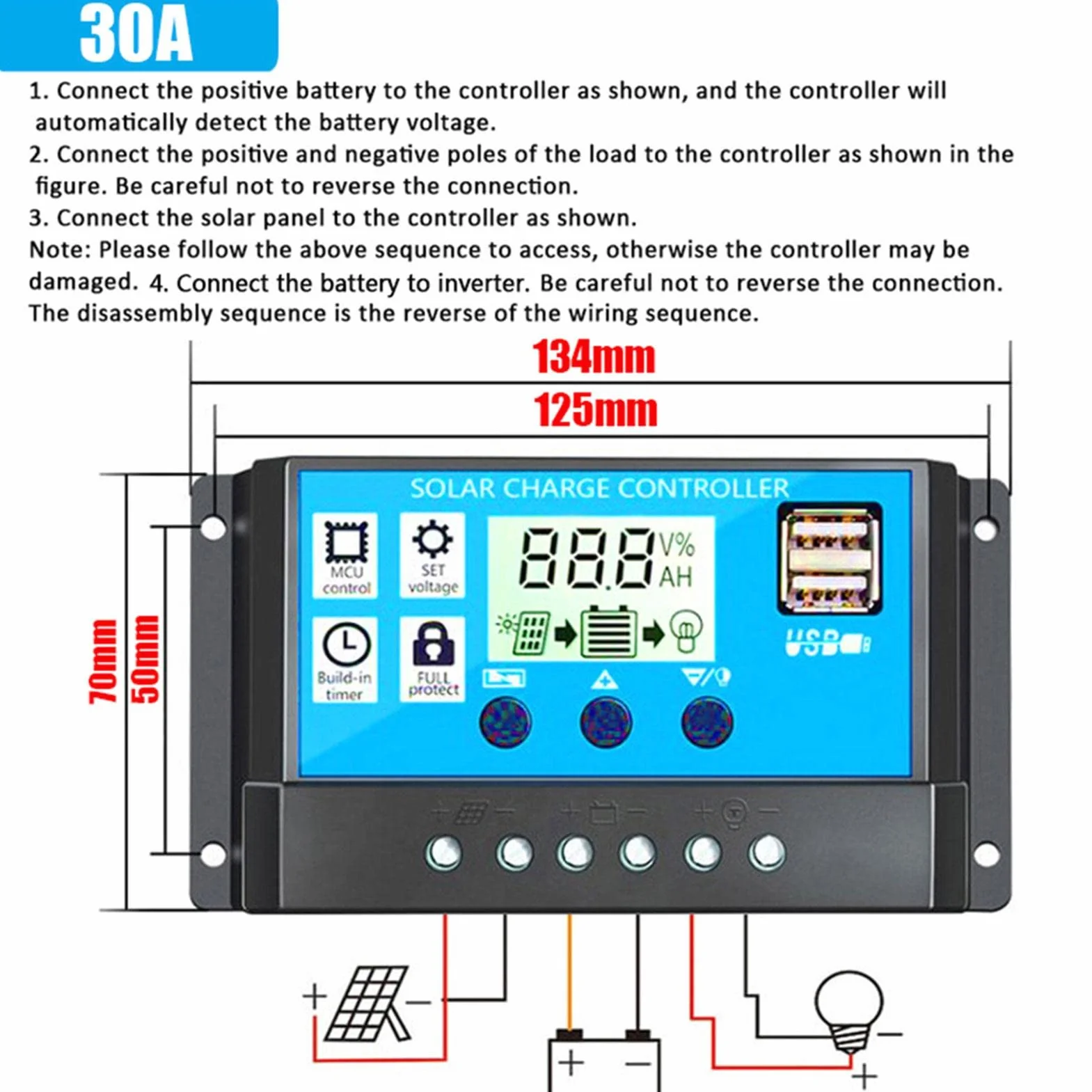 Impianto solare completo 4000 W, kit indipendente dalla rete, 1 inverter con morsetto per batteria + pannello solare 18 W, 18 V, 18 V, regolatore