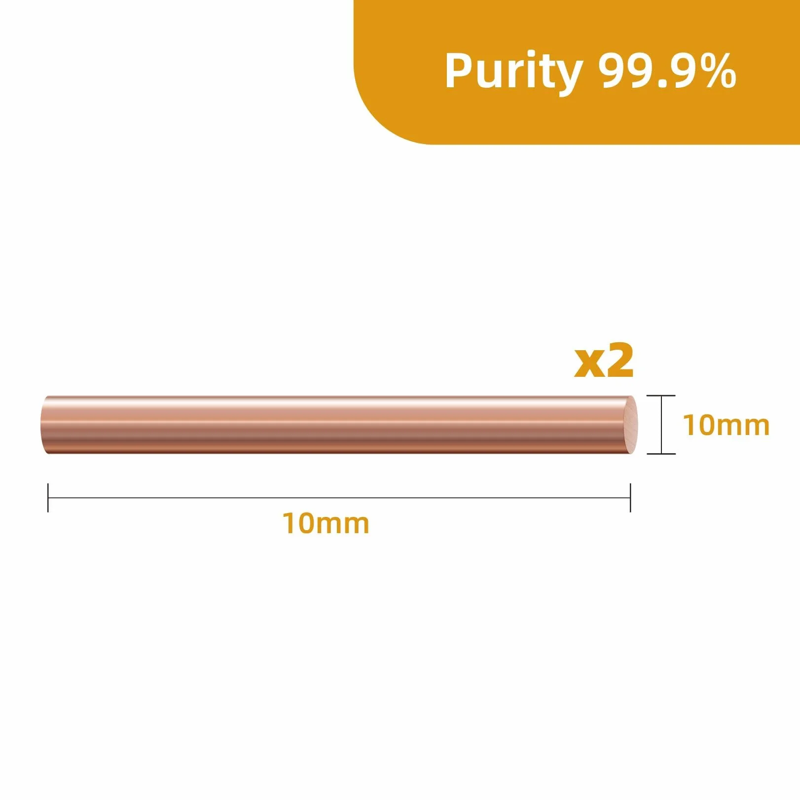 2 pezzi Puro Barre di rame 10mm x 100mm, lunghezza 100mm, diametro 5mm, purezza del rame 99.9%, Barra rotonda in rame puro in metallo per Artigianato DIY Gioielli Modello