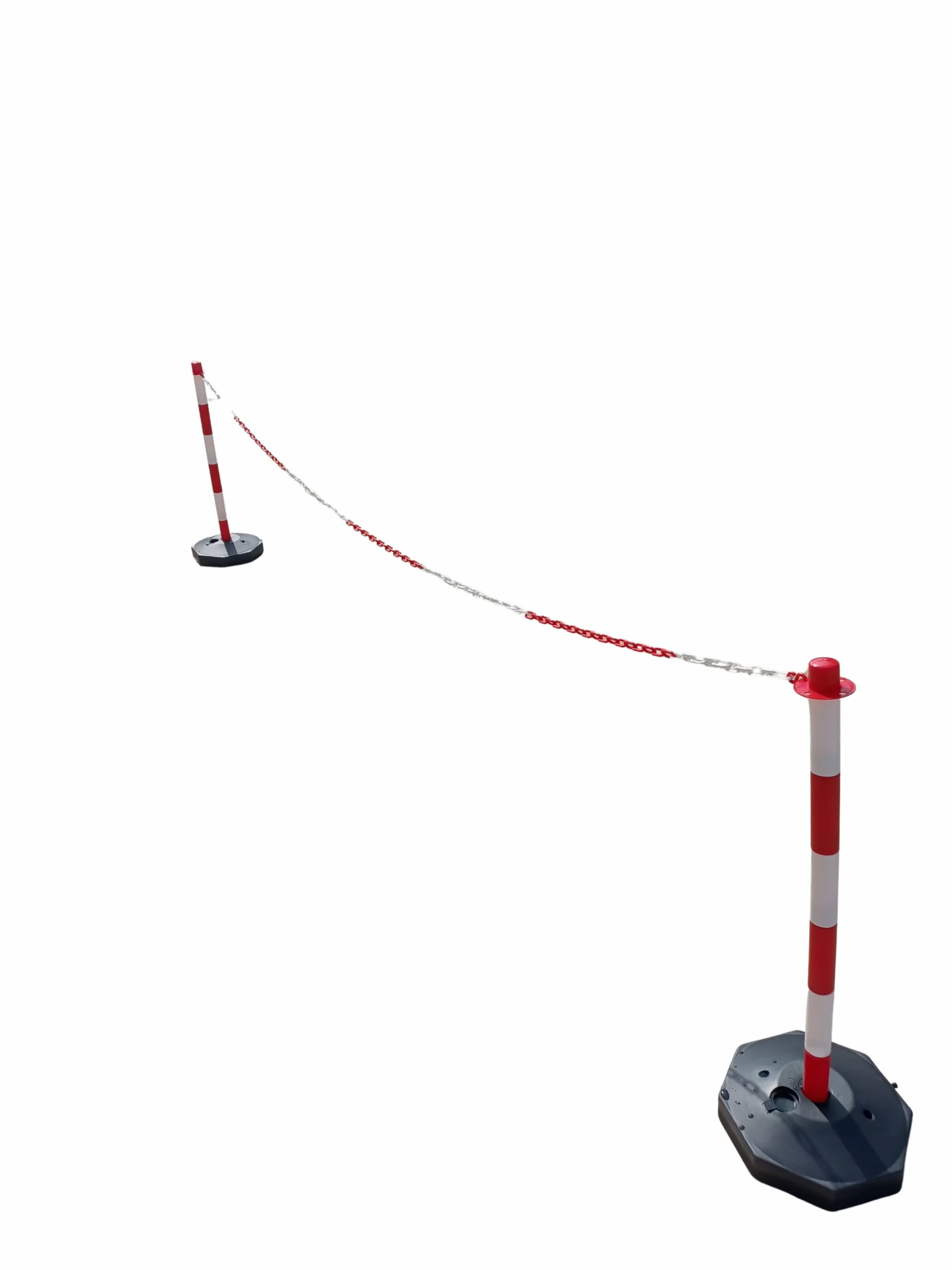 Coppia di Dissuasori di Plastica con Catena Plastica (Rosso Bianco, 3 m)