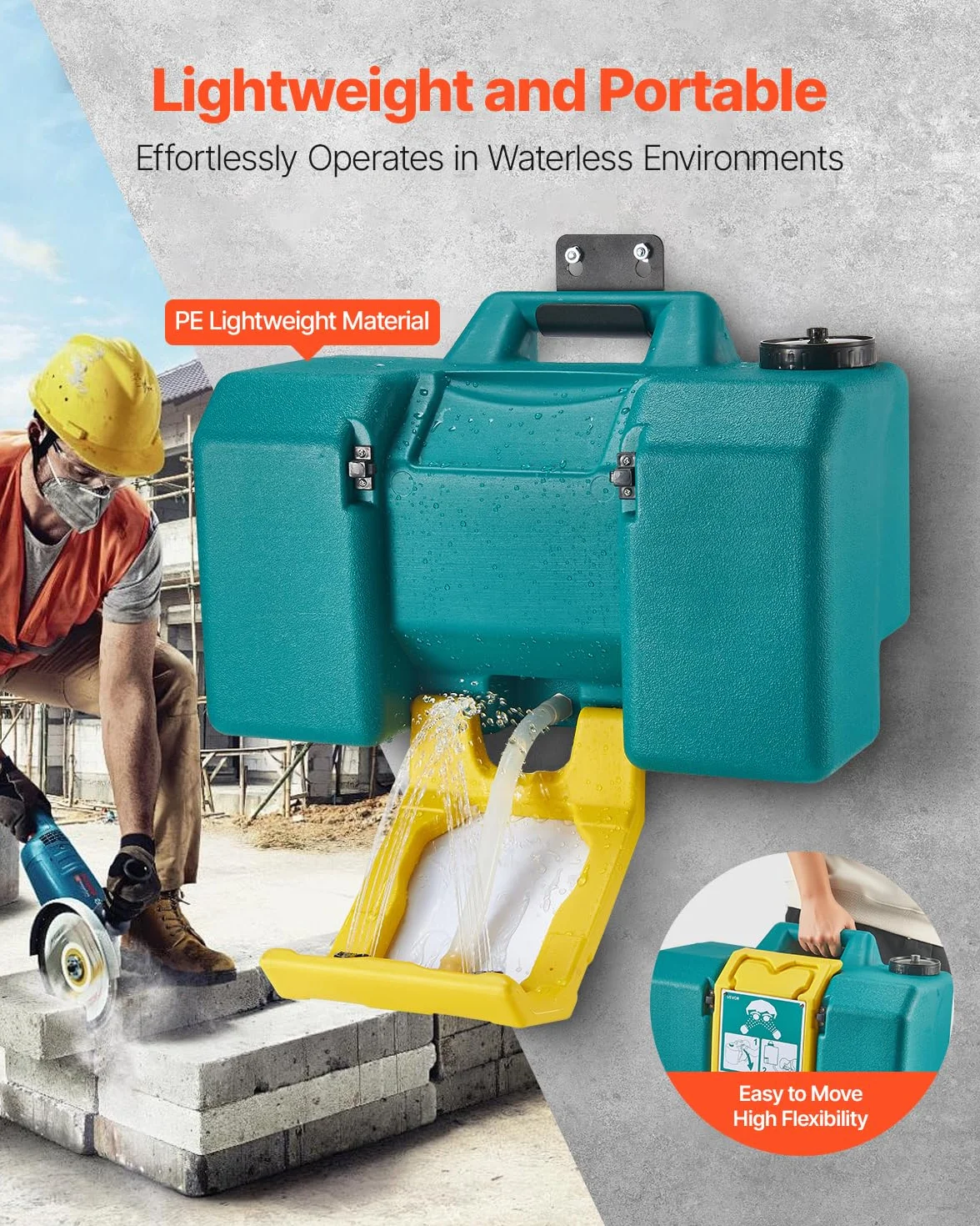 VEVOR Stazione di Lavaggio Oculare di Emergenza 535 x 245 x 355 mm Portatile con 2 Spruzzi