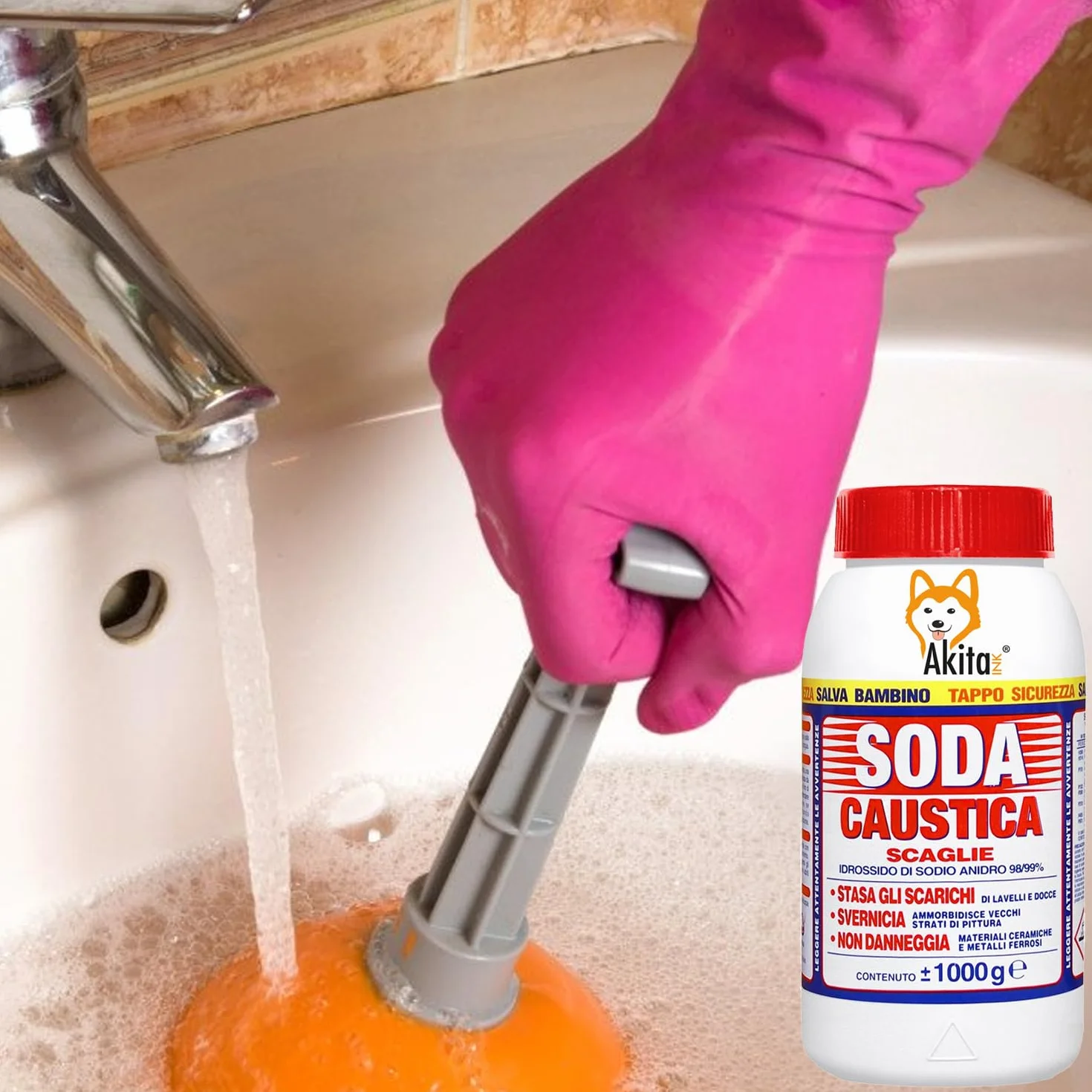 Soda caustica a scaglie uso industriale domestico sverniciatore disincrostante 4 pz