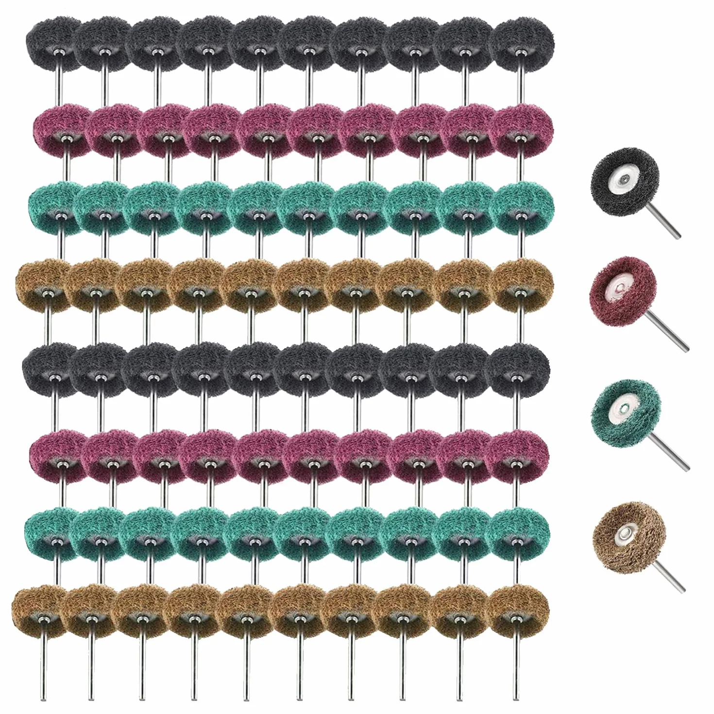 Set 80 ruote abrasive da 25 mm per lucidatura abrasiva utensili rotanti Dremel gambo 3 mm