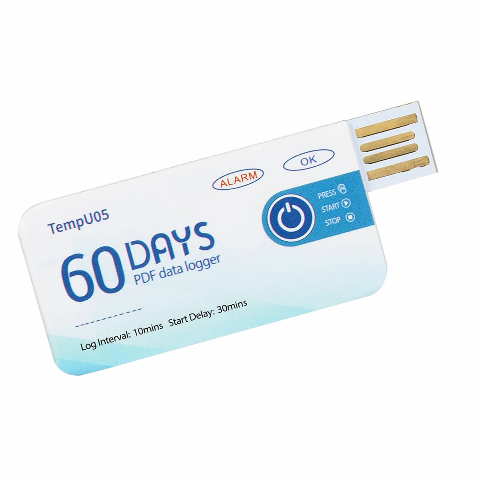 TempU05 Registratore Dati Temperatura Monouso con USB Genera Rapporto PDF per Monitoraggio Farmaci Alimenti Prodotti Chimici Strumento Registrazione Portatile per Trasporto e Conservazione Sicura