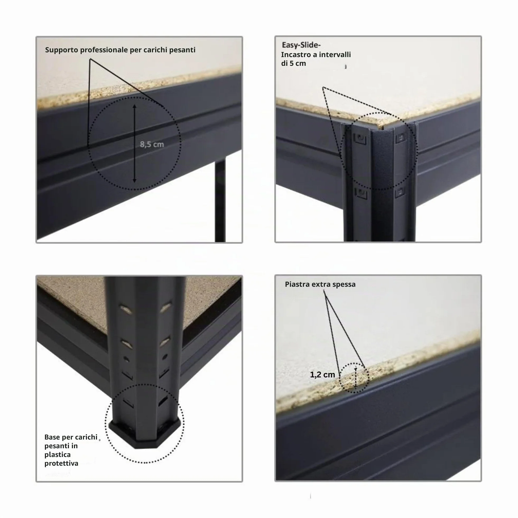 PROREGAL Banco da lavoro regolabile in altezza DINO | AxLxP 90x160x60cm | Portata 600 kg | Nero