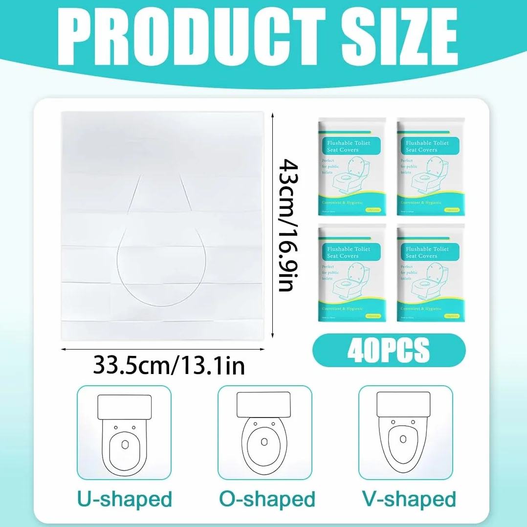 Copriwater 40 Pezzi Coprisedili WC Bianchi Biodegradabili Protezione Igienica Viaggi Bagni Pubblici