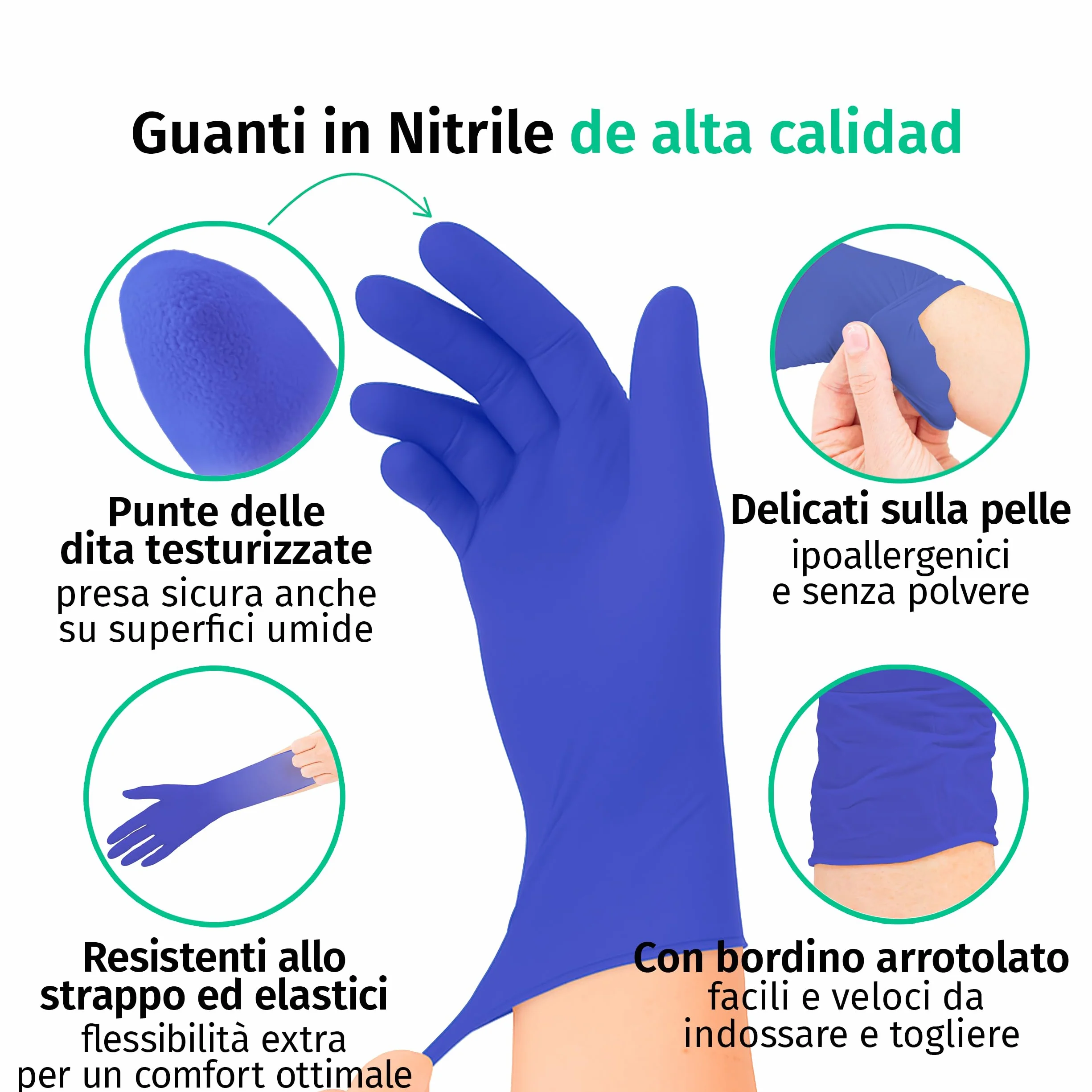 Guanti Nitrile S Viola 100 Pezzi Monouso Senza Lattice Senza Polvere