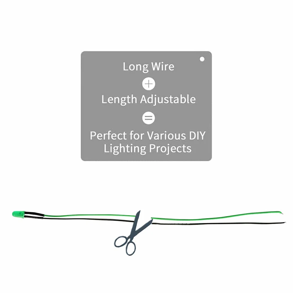 100 Pezzi 5mm LED Diodo ad Emissione Luminosa, Precablata 12V 20cm, LED Colorate Diffuse per Illuminazione (Verde)