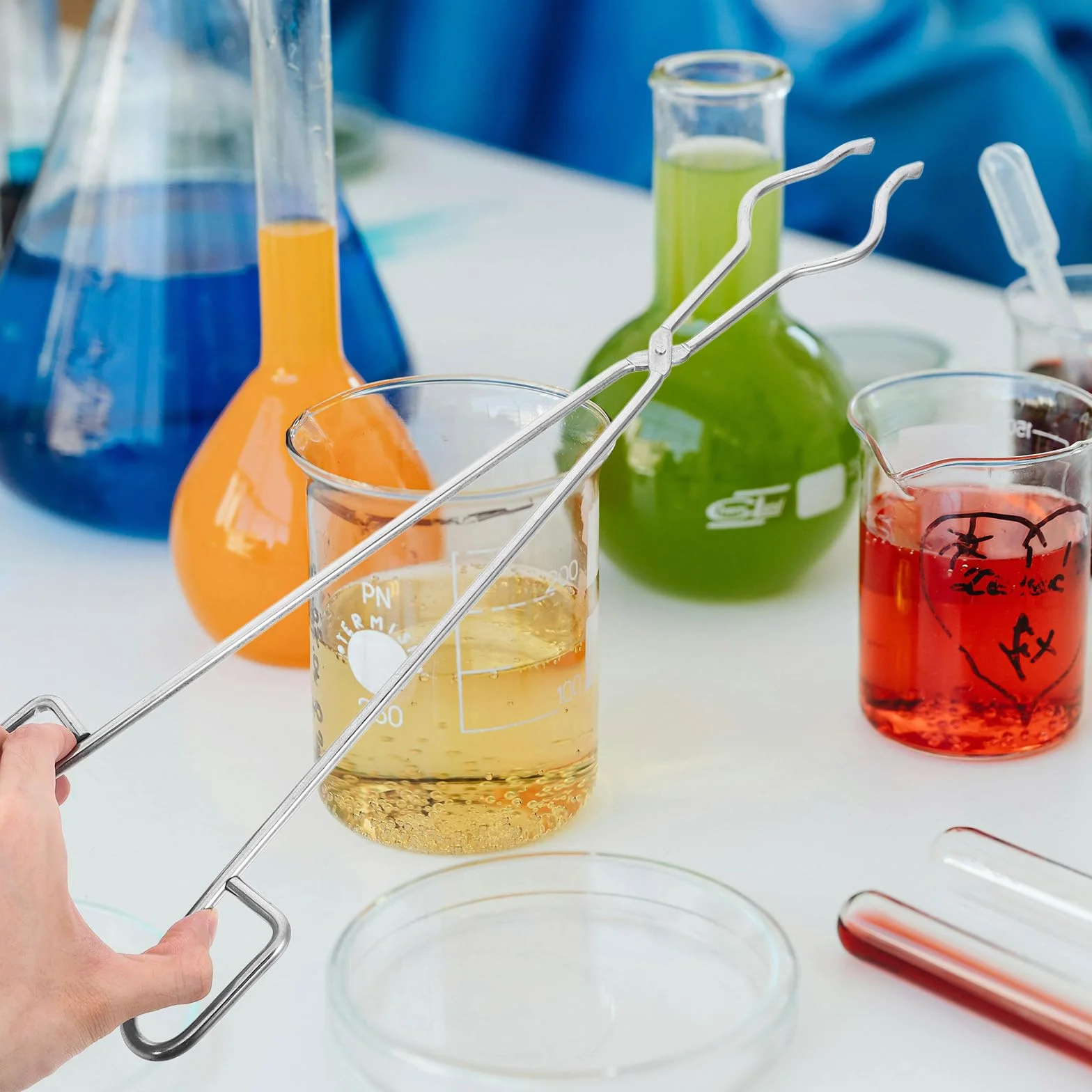 SMASOLO Pinza per Crogioli in Acciaio Inossidabile 50 CM a Mezza Bocca, Strumento di Fusione Metalli per Uso Professionale in Laboratorio di Biochimica