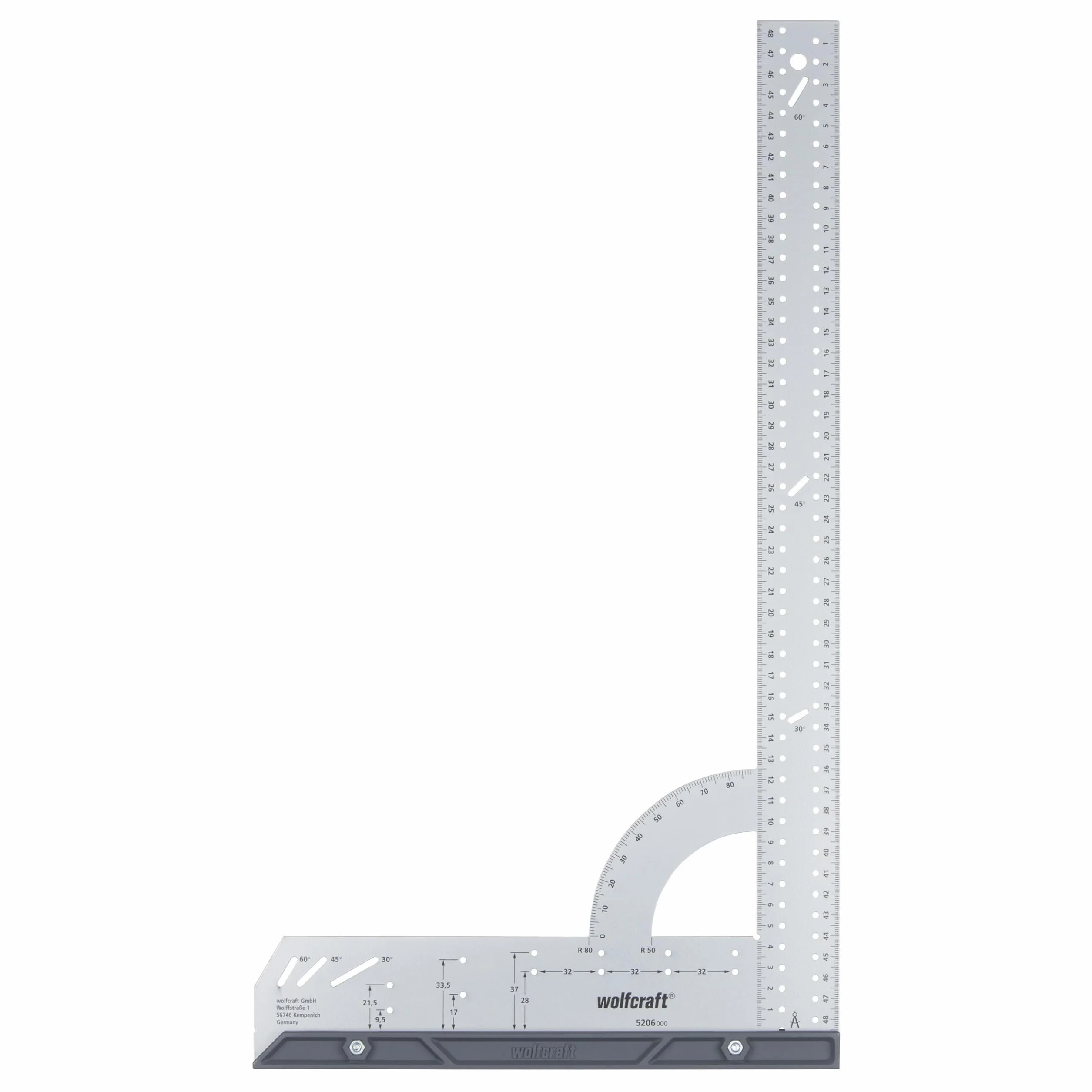 Wolfcraft Squadra multiuso 500 mm per misurare tracciare disegnare tagliare