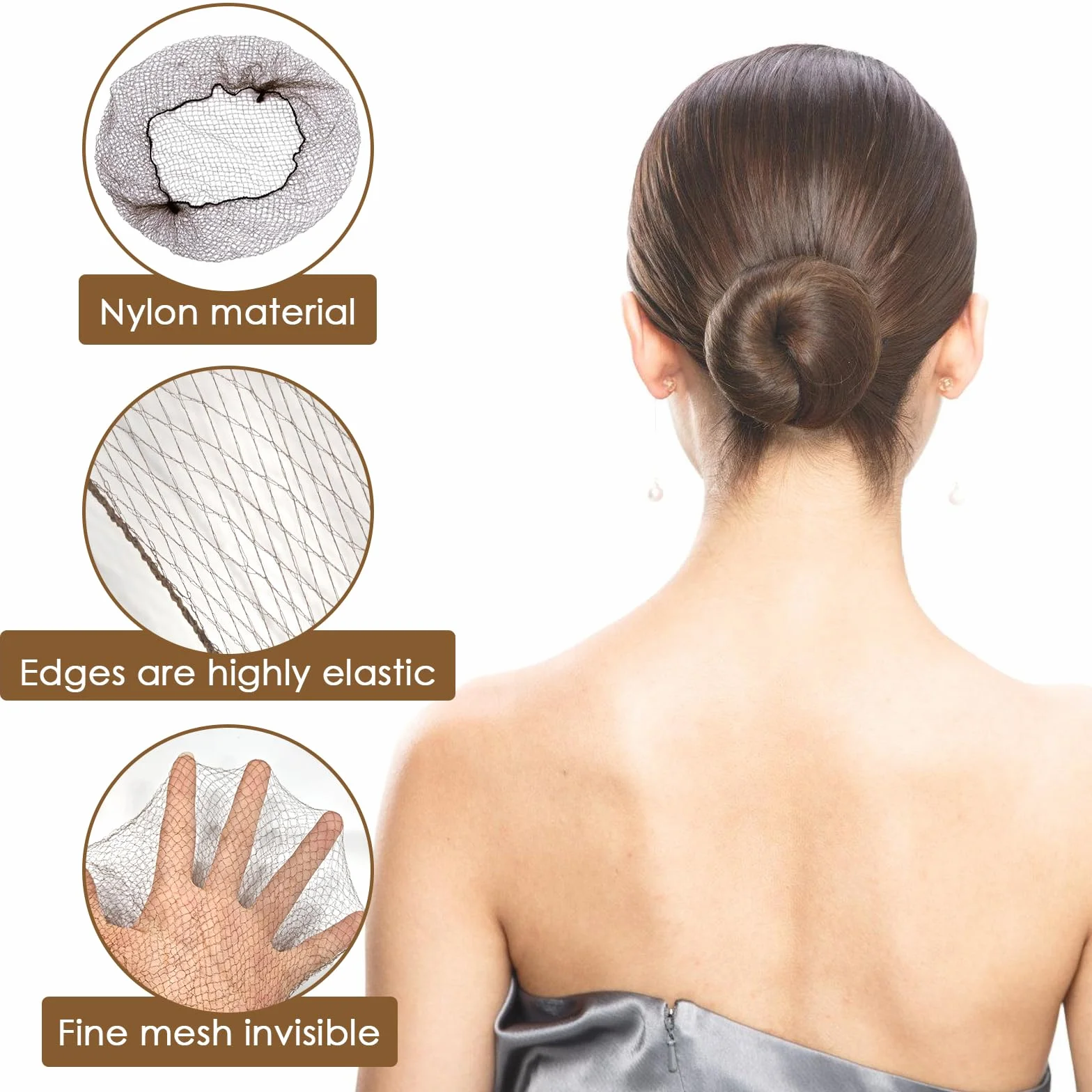 Retina per Capelli Chignon 30 Pezzi con 10 Elastici 10 Fermagli a U per Parrucche Acconciature