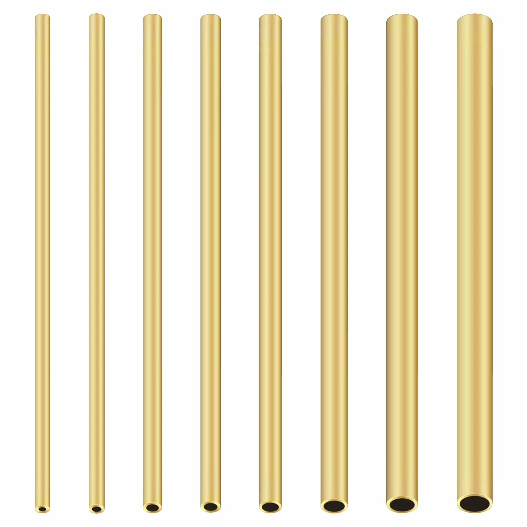 Set di tubi in ottone, 8 pezzi, 2-6 mm OD x 0,5 mm parete, lunghezza 200 mm
