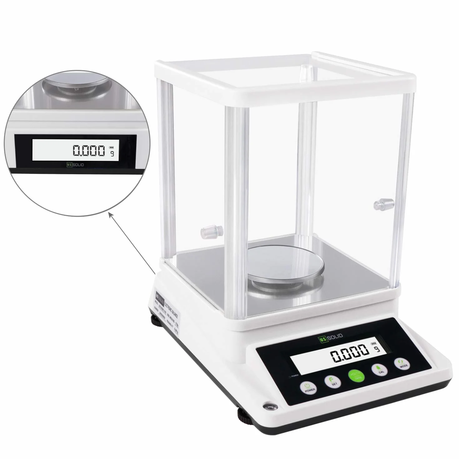 U.S. SOLID Bilancia di precisione da 0,001 g – Bilancia digitale analitica Lab – Bilancia elettronica di precisione con una precisione di 1 mg e 2 schermi LCD – 310 g/0,001 g