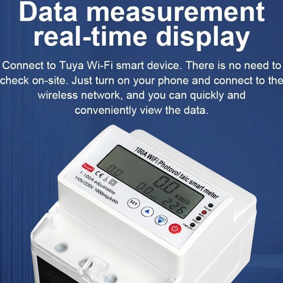 4P Monofase bidirezionale di energia elettrica Contatore di energia kWh Contatore WIFI Telecomando intelligente di energia elettrica Wattmetro 110/220 V 100A