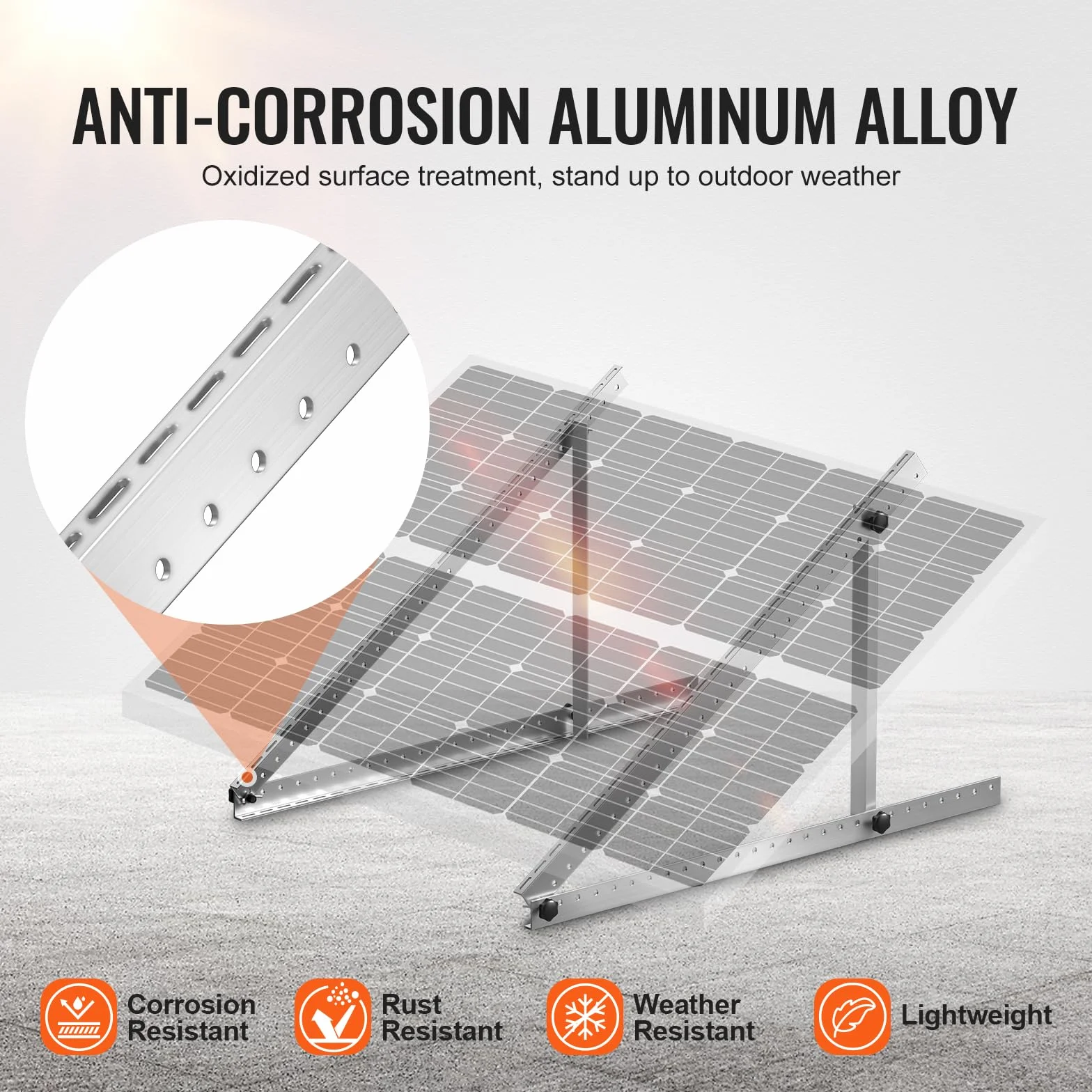 VEVOR Staffe Montaggio Pannelli Solari 1270 mm Regolabile 0-90° 100-550 W Camper Barca